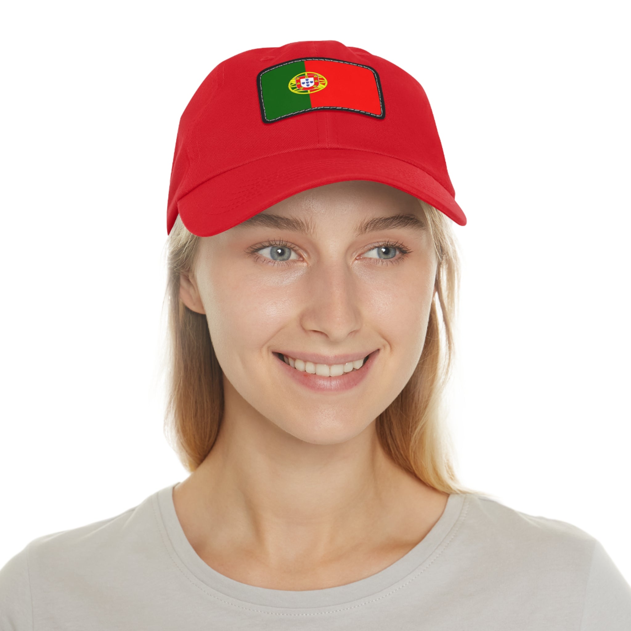 Portugal Flag Leather Patch Dad Hat – Vintage Rectangular Emblem Cap