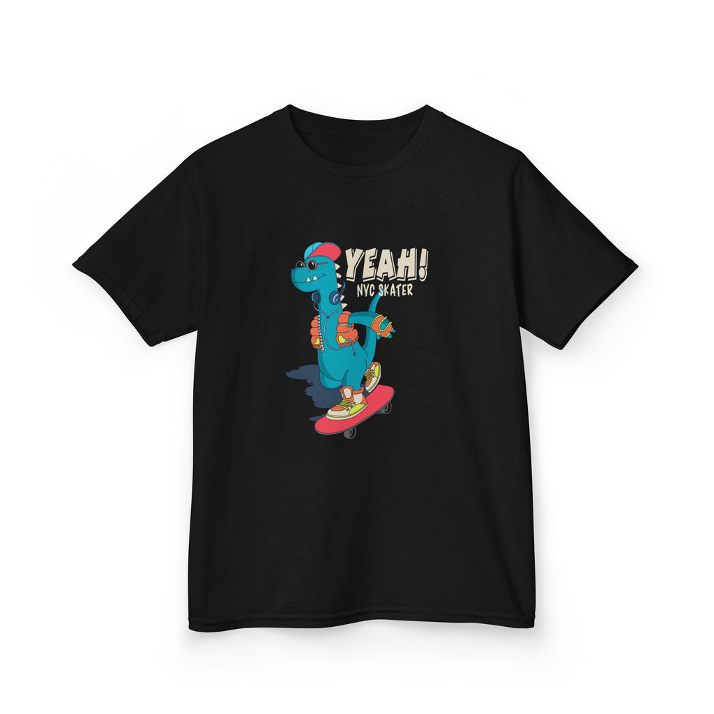 Skater Dinosaur Kids Tee - Fun & Cool T-Shirt for Young Skateboarders, Birthday Gift, Casual Wear, Unisex, Bold Graphic Tee