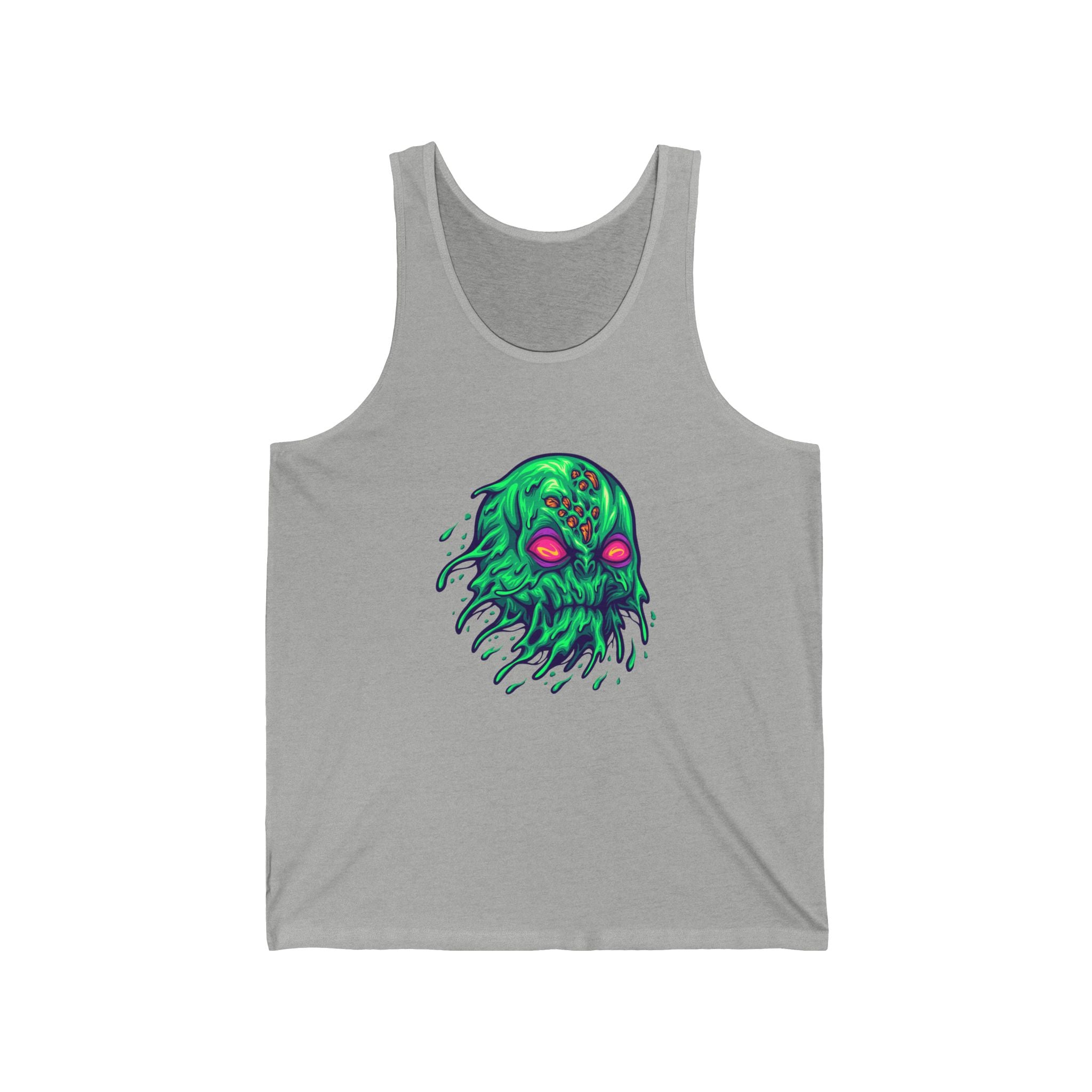 Eerie Cthulhu Unisex Jersey Tank, Spooky Summer Wear, Festival Tank Top, Gift for Horror Fans, Unique Graphic Tank, Vintage Style Cthulhu
