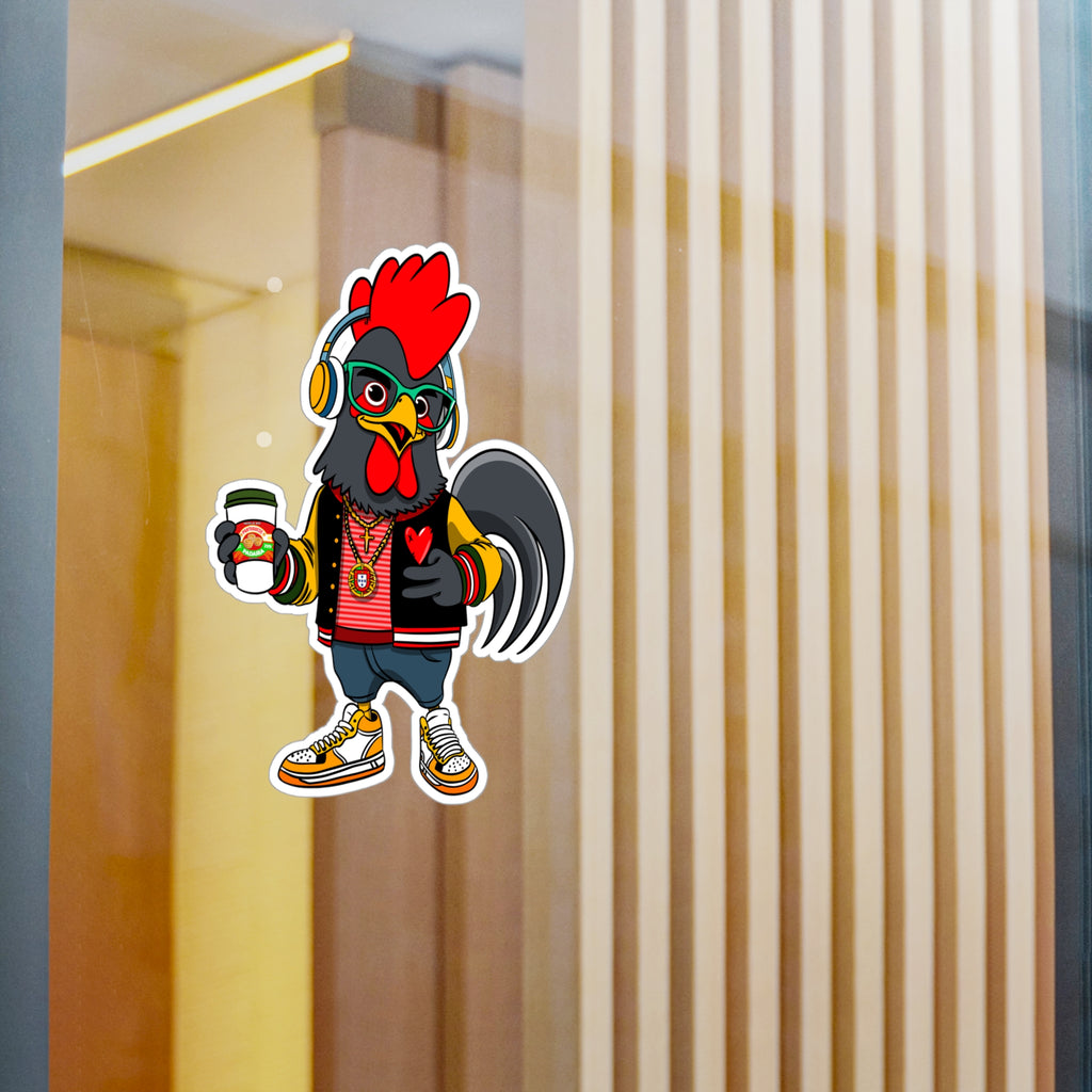 Hipster Rooster Kiss-Cut Vinyl Decals for Car, Laptop, Water Bottle, Fun Gifts for Teens, Unique Home Decor