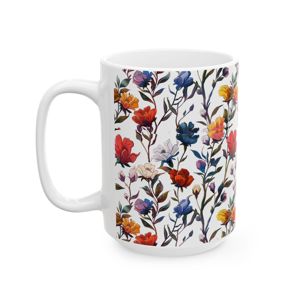 Floral Design Ceramic Mug, Beautiful Gift for Tea Coffee Lovers, Perfect for Mother's Day, Birthdays, Home Decor, 11oz & 15oz