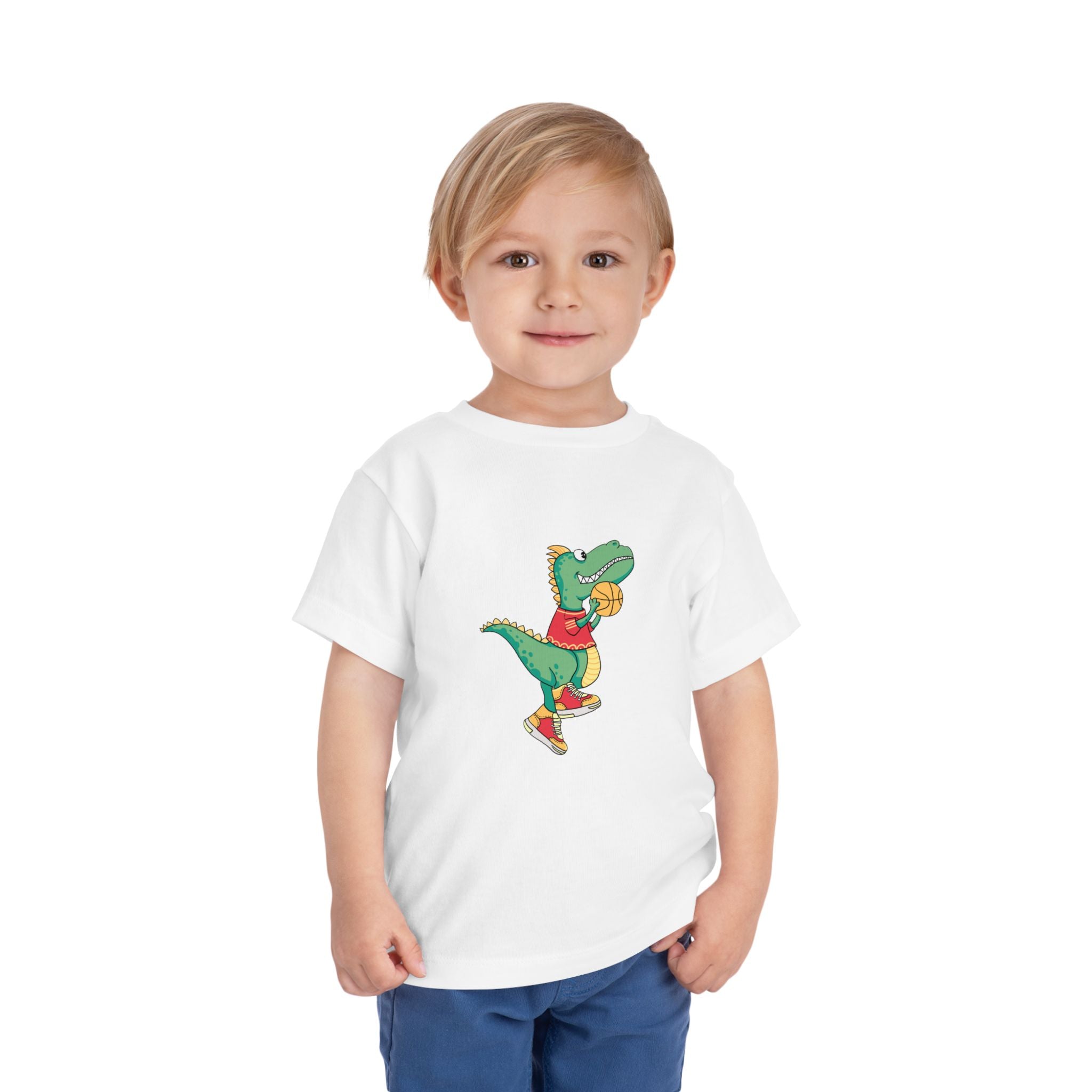Dino Basketball Toddler Tee, Cute Dino Shirt, Kids Sports T-Shirt, Birthday Gift for Boys and Girls, Toddler Apparel, Playful Style