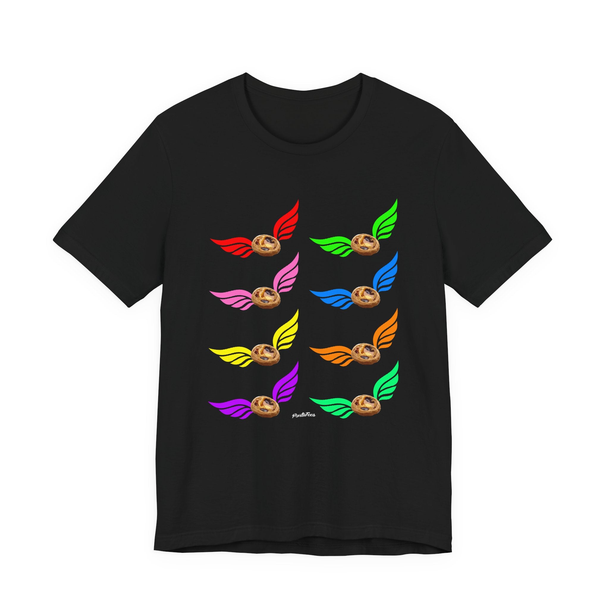 Flying Natas Rainbow Tee — Colorful Winged Pastel Da Natas Graphic T-Shirt