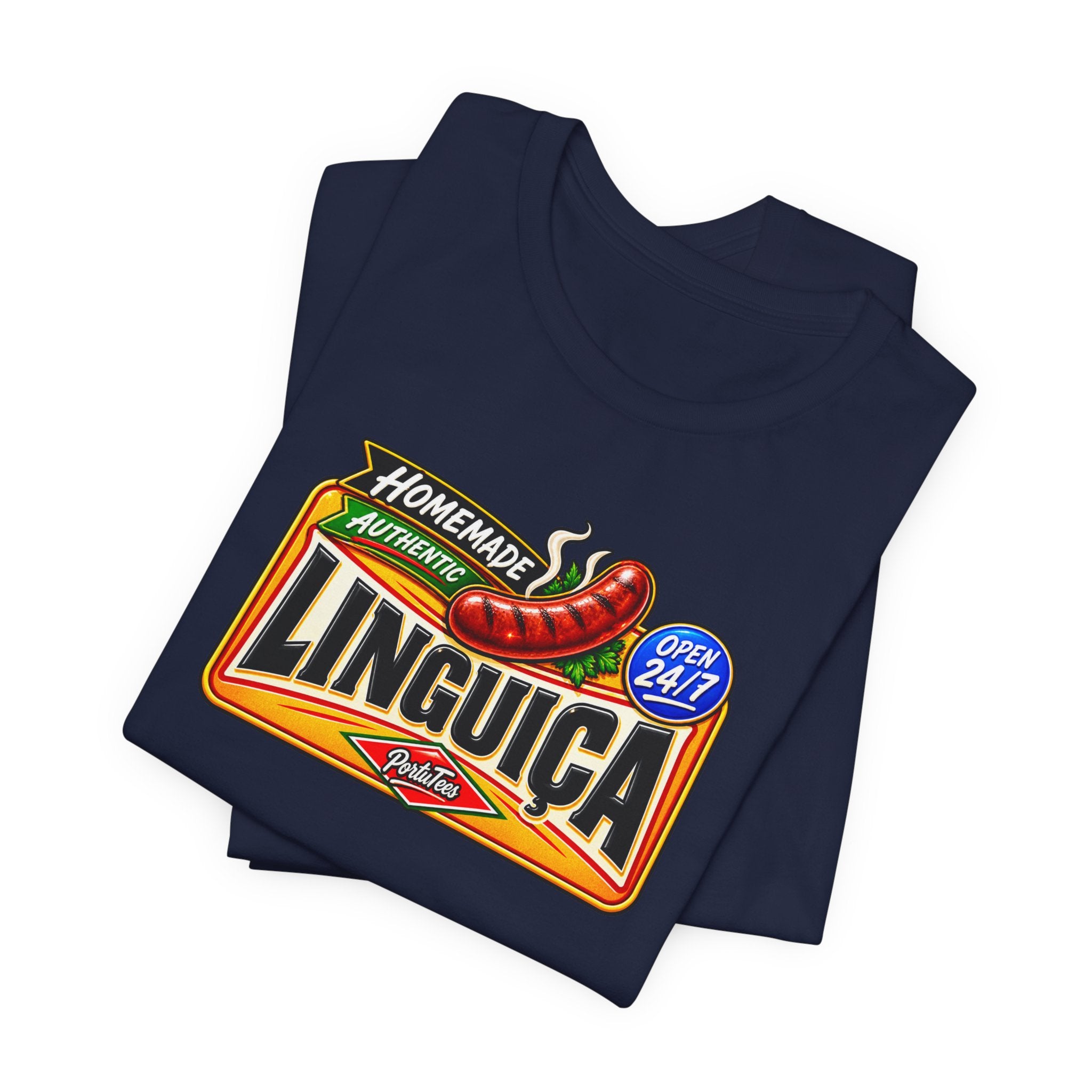Linguica Sausage Vintage Label Tee — Homemade Authentic 24/7 Graphic T-Shirt