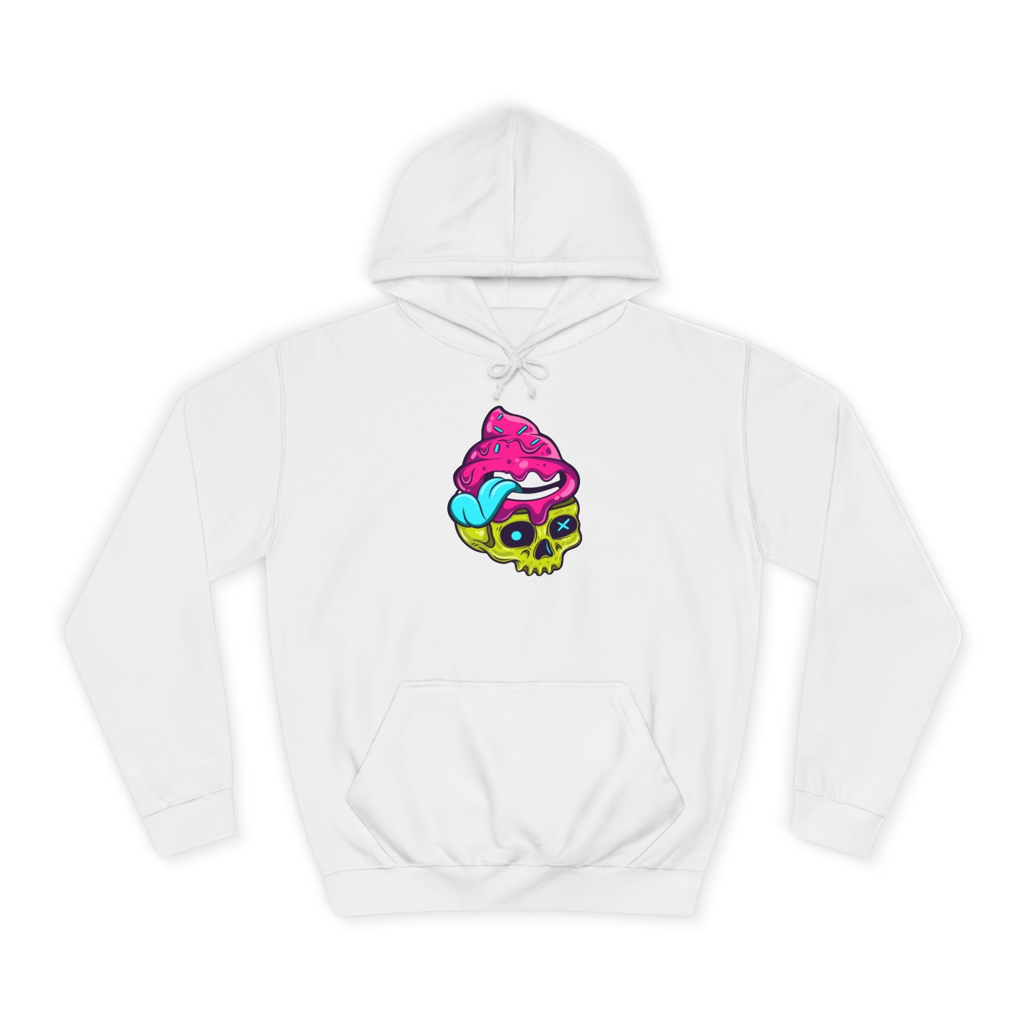 Colorful Skull Ice Cream Unisex College Hoodie, Trendy Streetwear, Casual Gift for Students, Halloween, Unique Fashion Statement