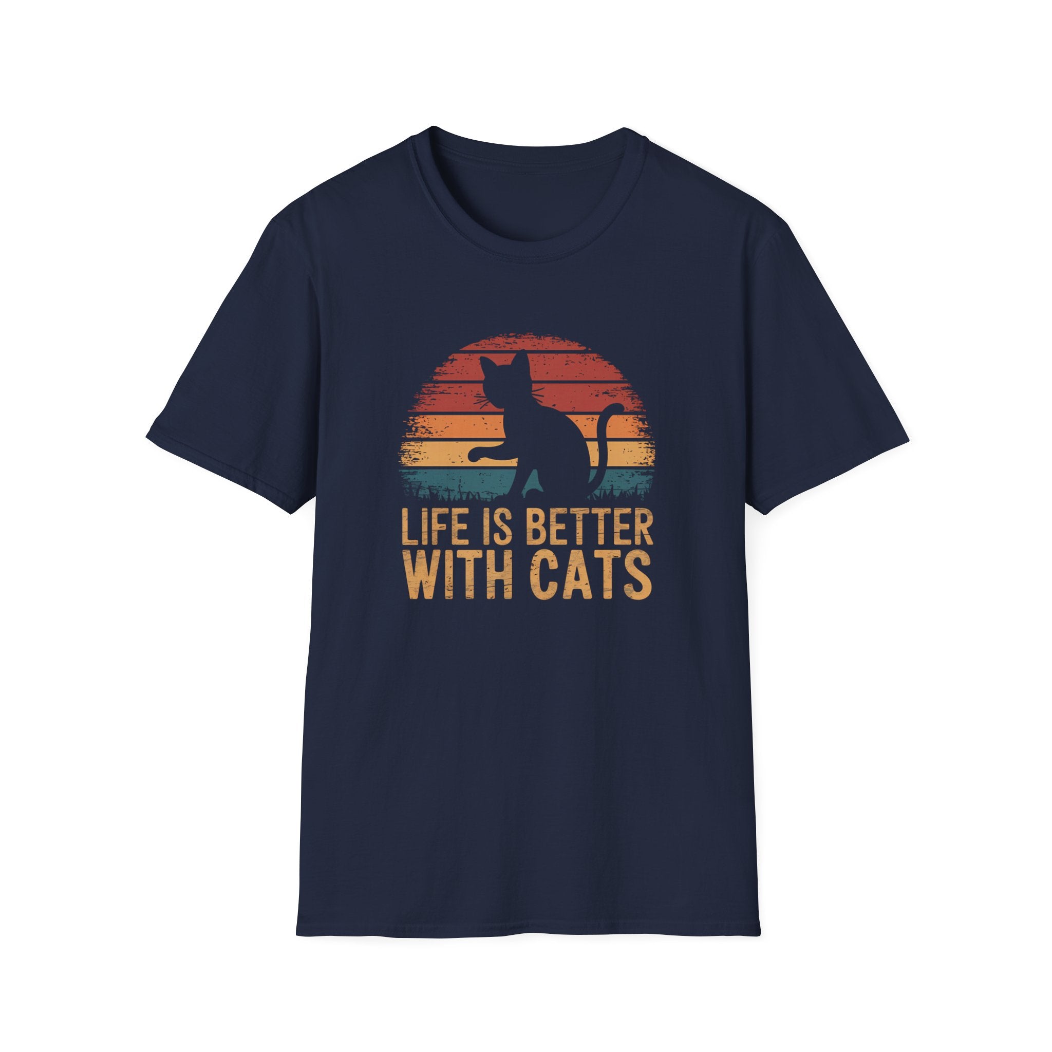 Life is Better with Cats Unisex Softstyle T-Shirt, Cat Lover Gift, Pet Owner Apparel, Casual Weekend Wear, Gift for Cat Moms and Dads,