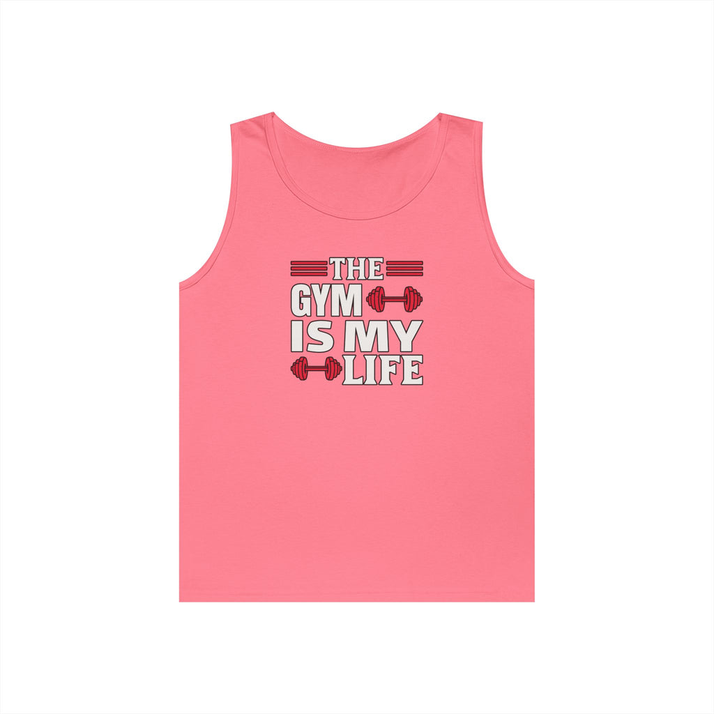 The Gym Is My Life Unisex Heavy Cotton Tank Top, Workout Shirt, Gym Apparel, Fitness Gift, Casual Wear, Athletic Tank