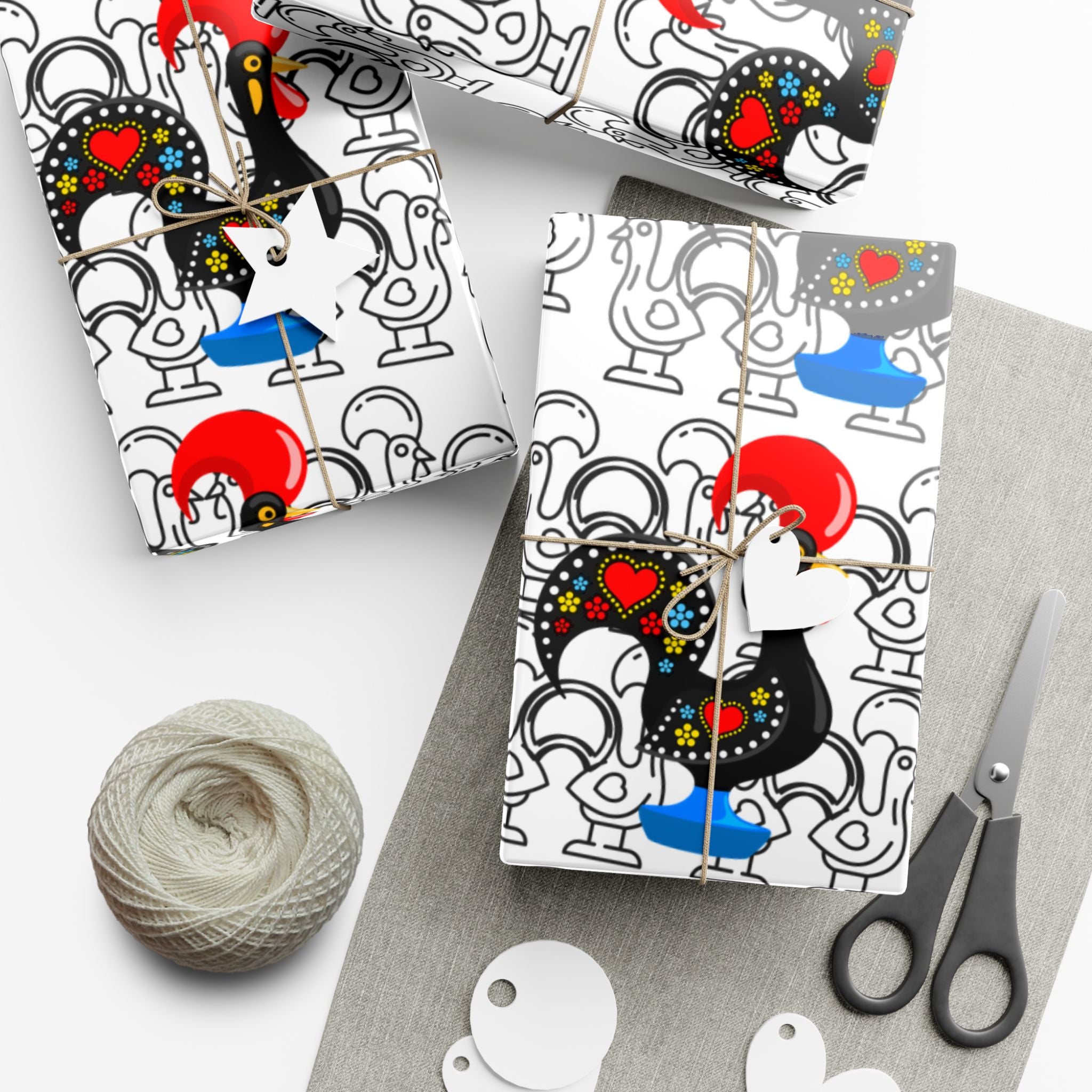 Festive Barcelos Rooster Gift Wrap Papers - Stylish and Playful Wrapping for All Occasions