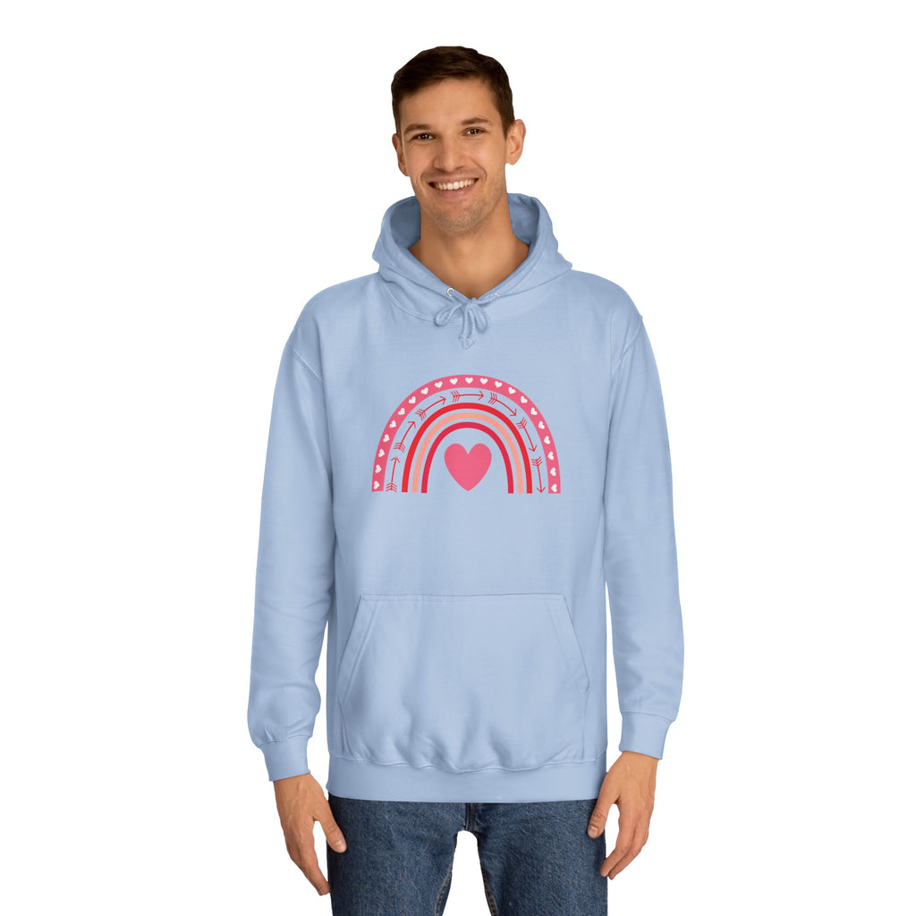 Colorful Heart Rainbow Hoodie, Unisex College Spirit Wear, Cozy Sweatshirt for Students, Cute Gift for Her, Valentine's Day Apparel