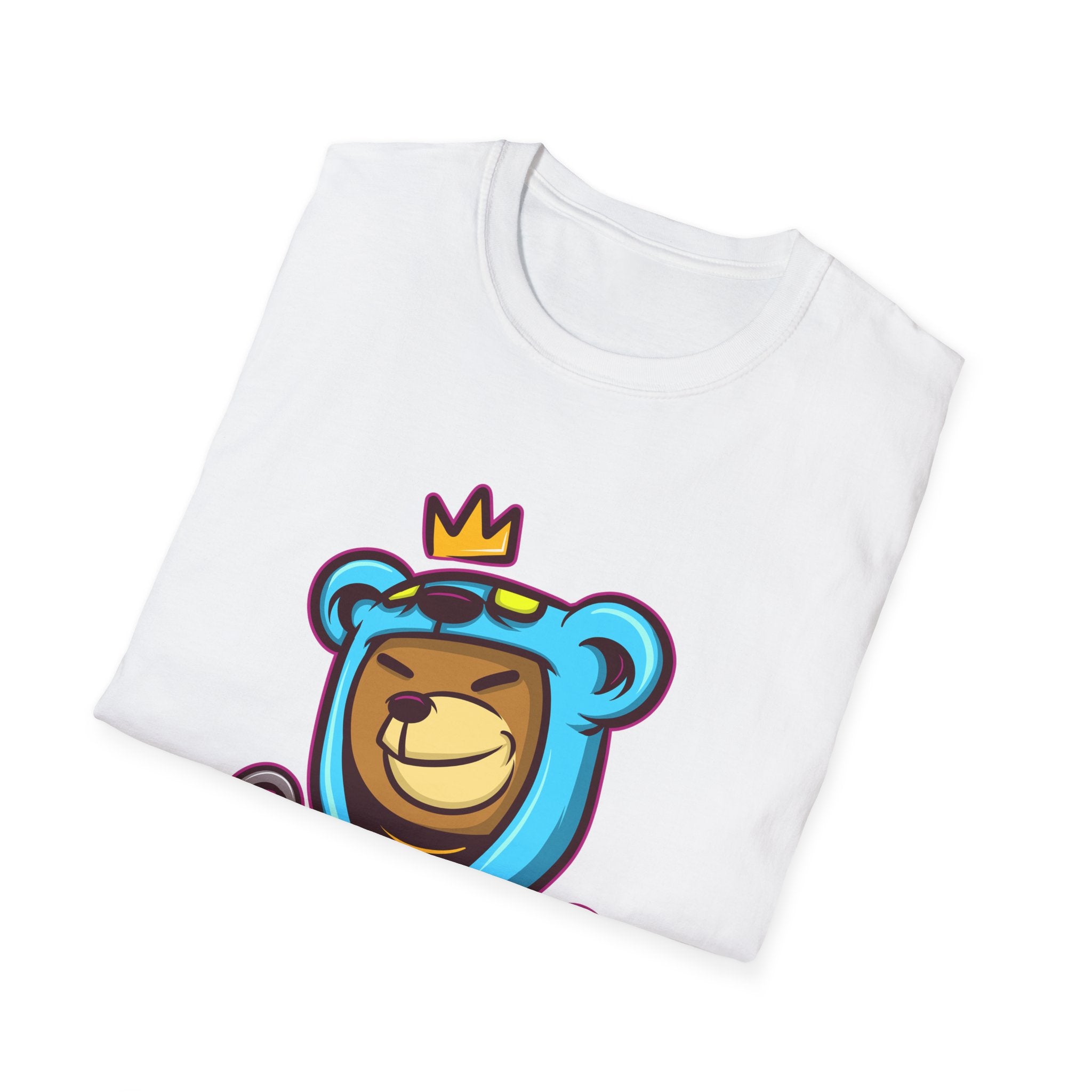 King Bear Graphic Tee - Unisex Softstyle T-Shirt, Casual Wear, Streetwear, Gift for Animal Lovers, Fun Fashion