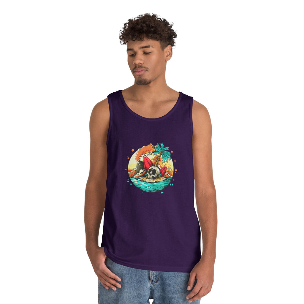 Beach Vibes Unisex Heavy Cotton Tank Top, Perfect for Summer, Casual Wear, Beach Days, Vacation, Festival Outfit