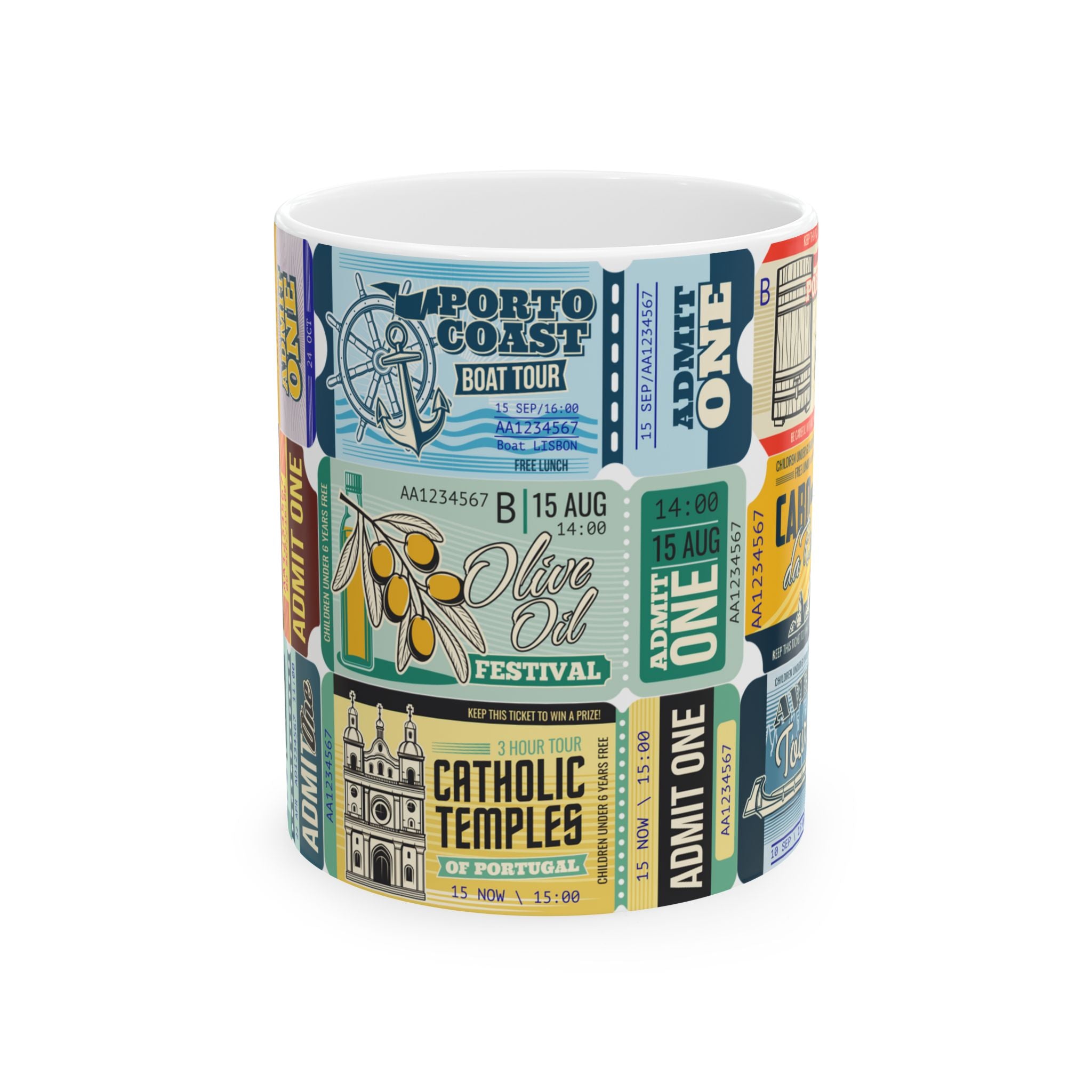 Colorful Portugal Festival Ticket Ceramic Mug