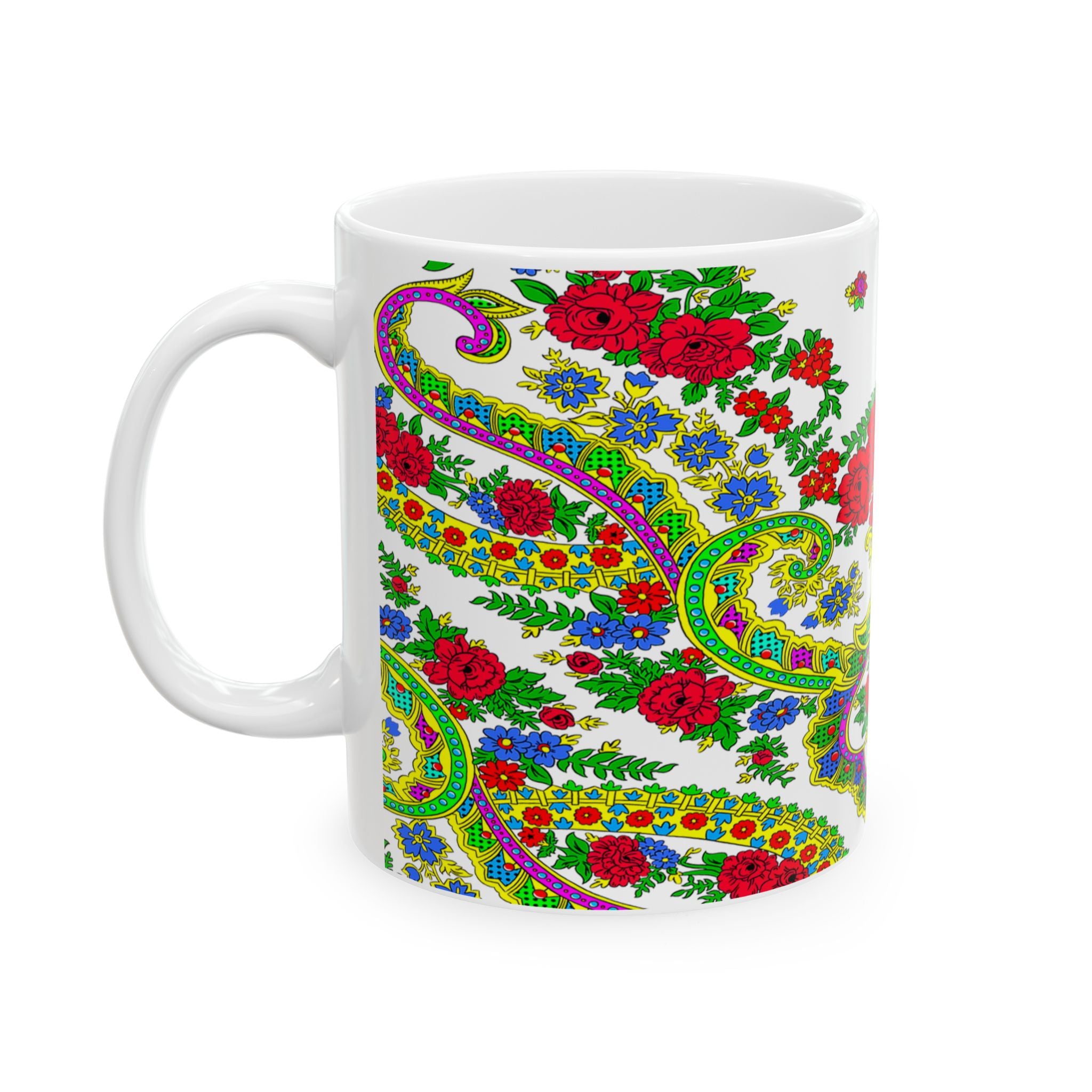 Viana de Castelo Vibrant Floral Ceramic Mug - 11oz