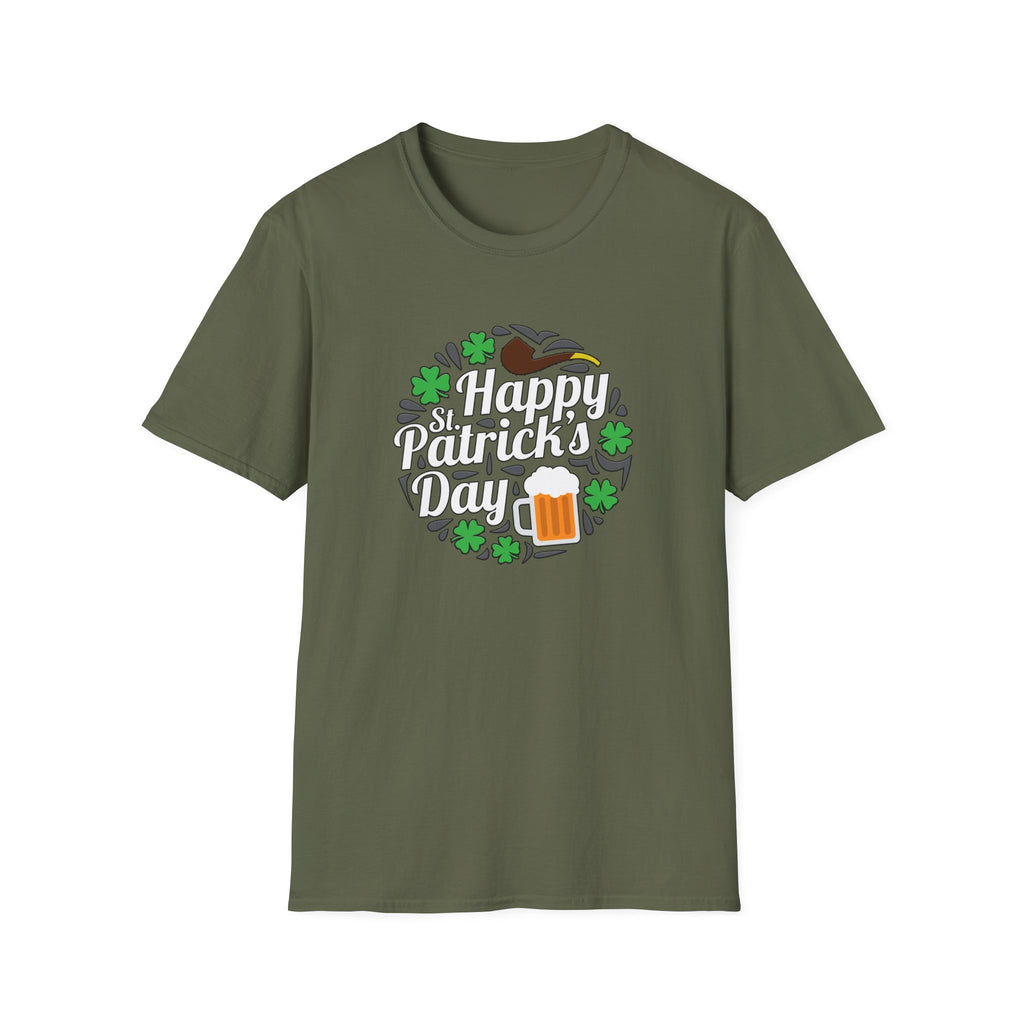Happy St Patricks Day Unisex Softstyle T-Shirt, Irish Pride Shirt, Shamrock Tee, Beer Lover Gift, Festive Green Top