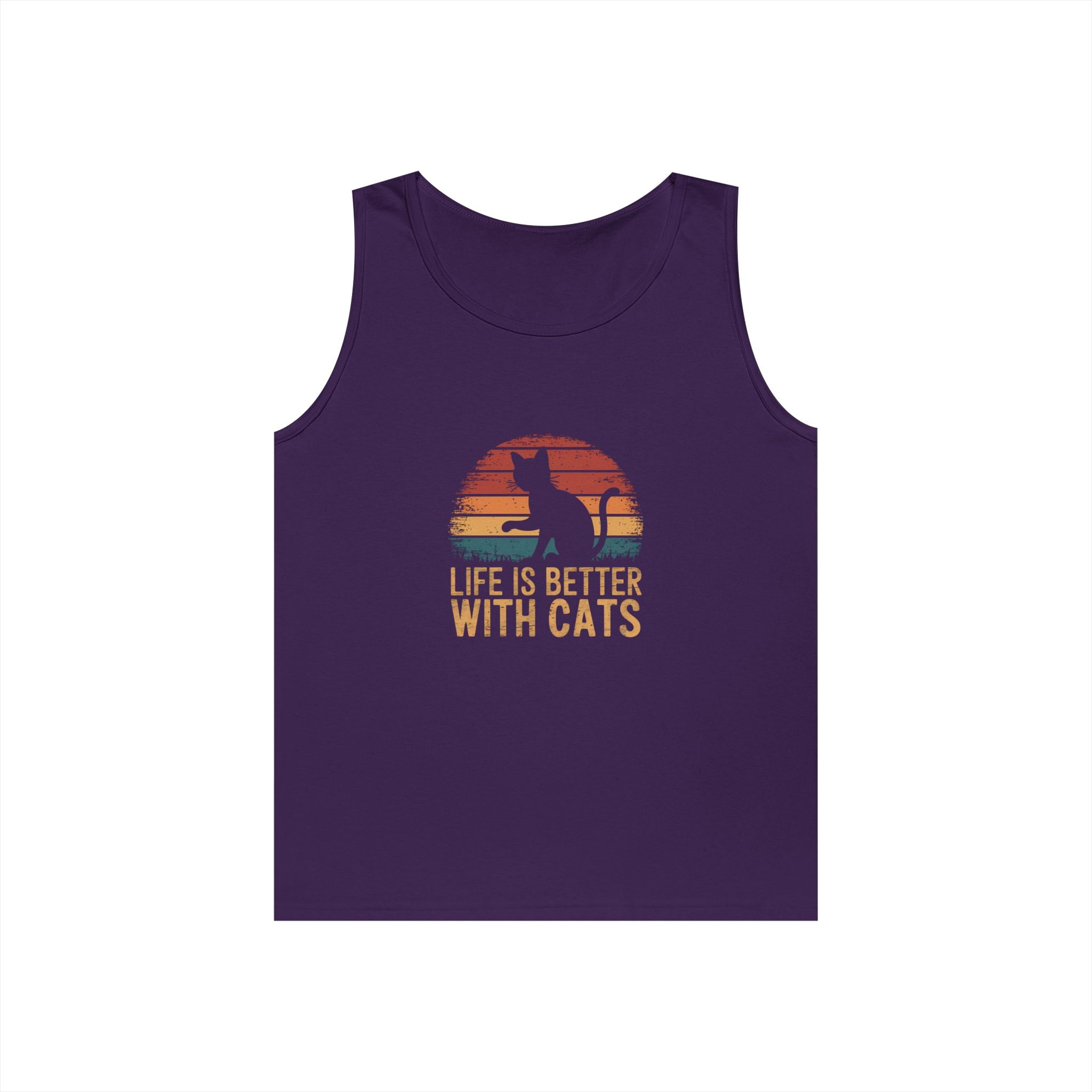 Life is Better With Cats Unisex Heavy Cotton Tank Top, Cat Lover Gift, Summer Apparel, Pet Owner Tank, Funny Cat Top, Cute Cat Shirt