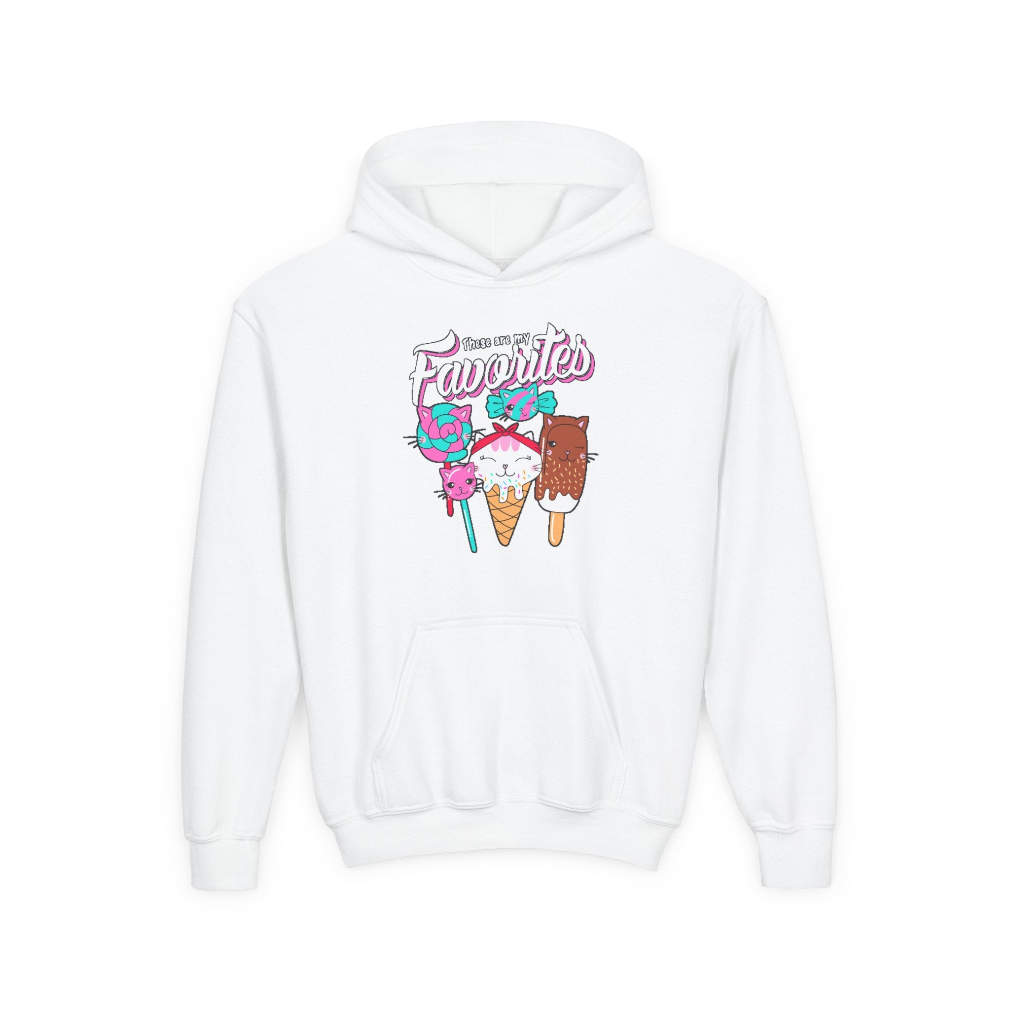 Cute Ice Cream Favorites Youth Hoodie, Summer Apparel, Kids Sweatshirt, Birthday Gift, Cartoon Ice Cream Design