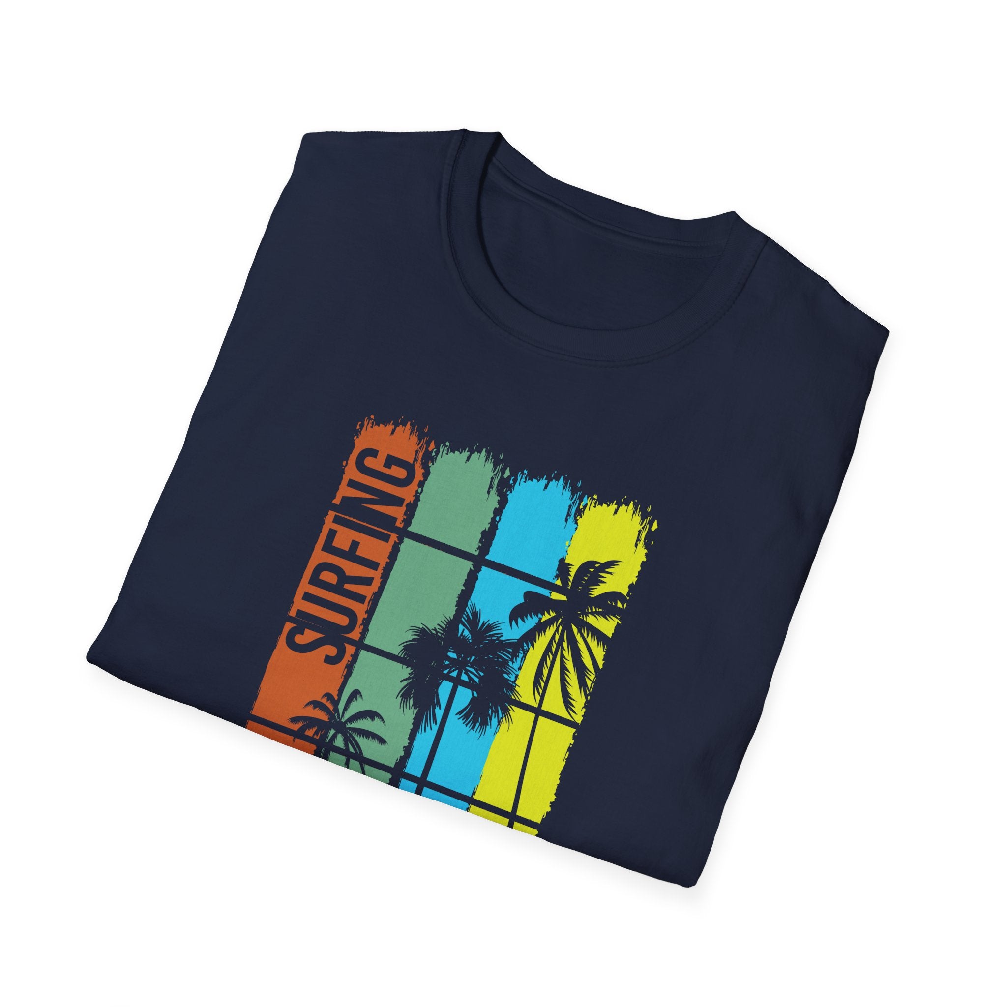 Surfing Vibes Unisex Softstyle T-Shirt, Relaxed Beachwear, Summer Fashion, Vacation Apparel, Perfect for Surf Lovers, Gift for Travelers