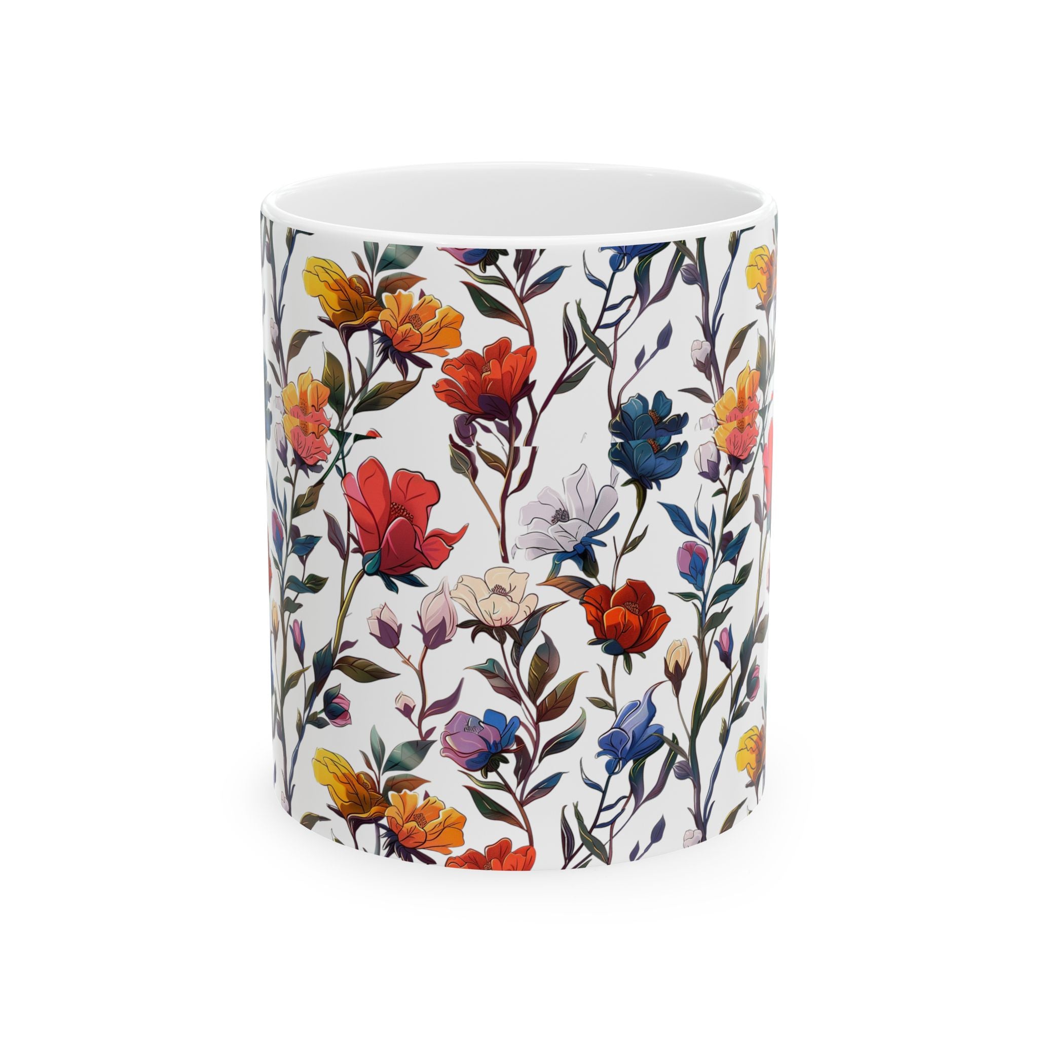 Floral Design Ceramic Mug, Beautiful Gift for Tea Coffee Lovers, Perfect for Mother's Day, Birthdays, Home Decor, 11oz & 15oz