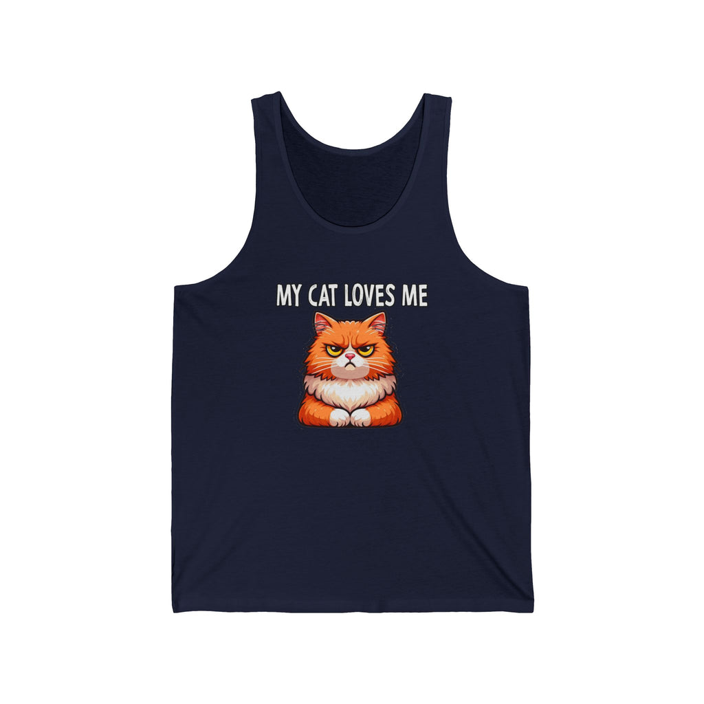 My Cat Loves Me Unisex Jersey Tank, Cat Lover's Apparel, Cute Pet Gift, Summer Top, Gift for Cat Lovers, Funny Animal Tank