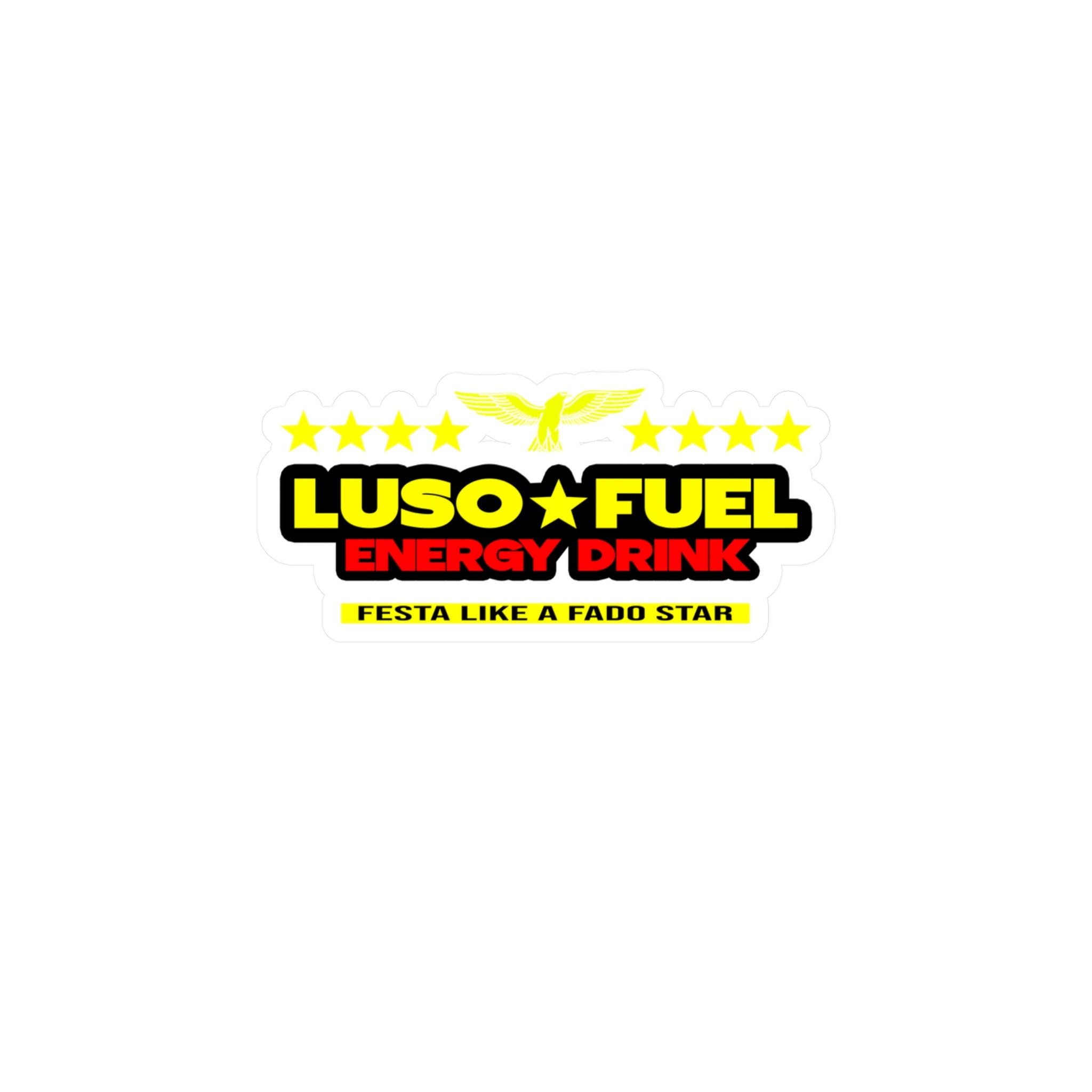 Luso Fuel Energy Drink Kiss-Cut Vinyl Decal, Fun Stickers for Party Goers, Car Decor, Laptop Stickers, Gift for Friends