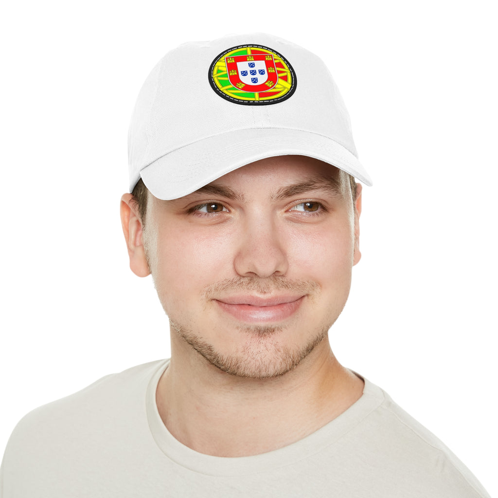 Portugal Flag Leather Patch Dad Hat — Embroidered Round Crest Baseball Cap