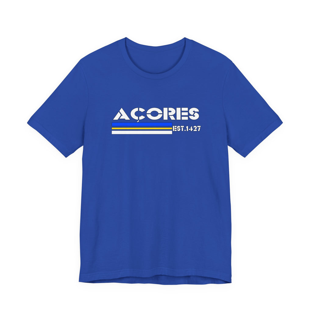 Azores Retro Stripe Tee — "AÇORES EST. 1427"