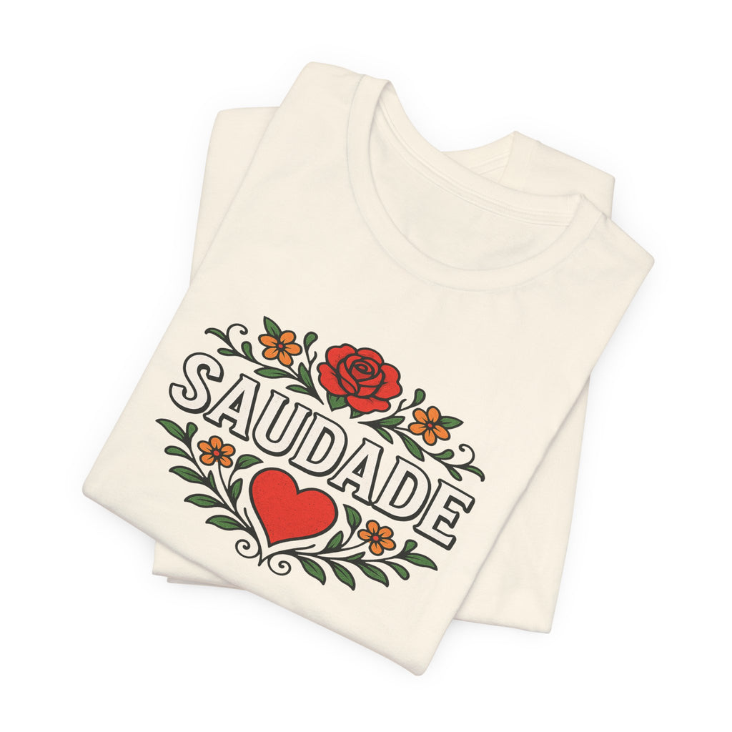Saudade Floral Heart Tee — Portuguese Nostalgia T-Shirt