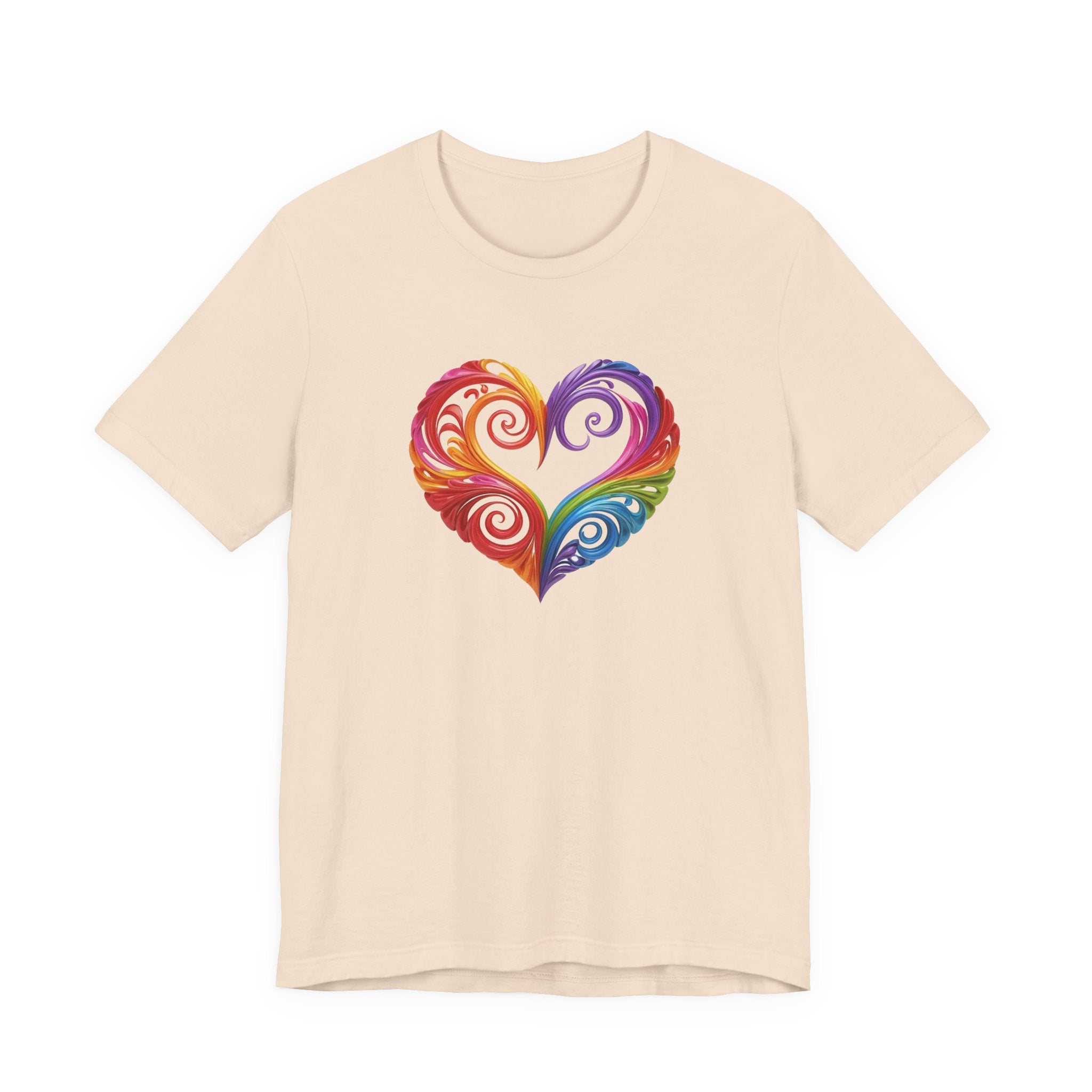 Rainbow Swirl Heart Tee — Pride-Inspired Graphic T-Shirt