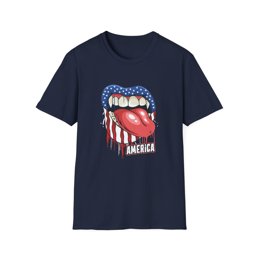 Patriotic Graphic Tee, Softstyle T-Shirt for July 4th, Party Wear, Casual Outfits, Unique Gift for Americans