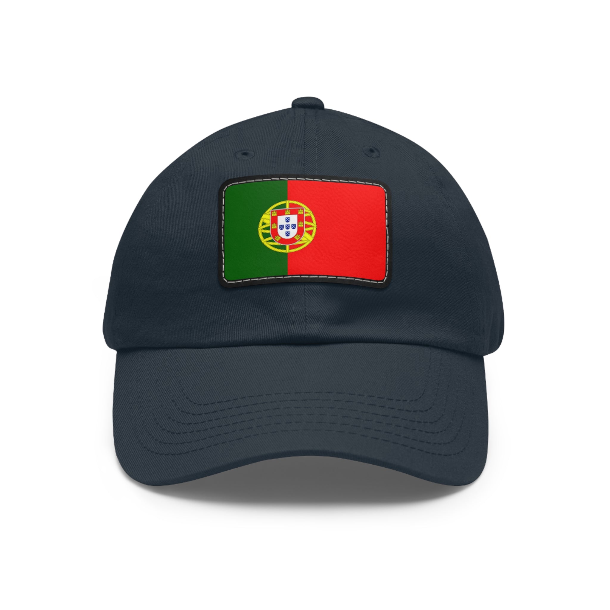 Portugal Flag Leather Patch Dad Hat – Vintage Rectangular Emblem Cap
