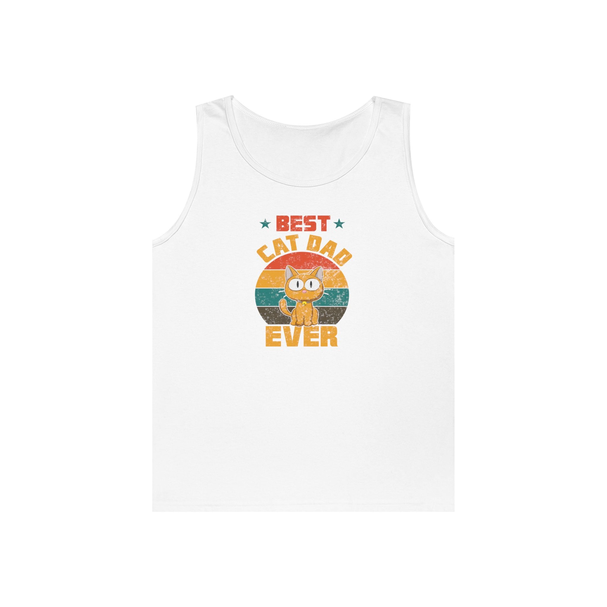 Best Cat Dad Ever Unisex Heavy Cotton Tank Top | Gift for Cat Lovers, Pet Dad Shirt, Father's Day, Birthday, Casual Wear