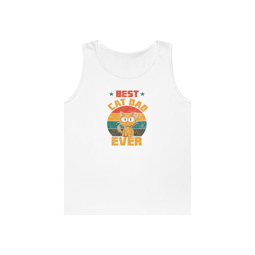Best Cat Dad Ever Unisex Heavy Cotton Tank Top | Gift for Cat Lovers, Pet Dad Shirt, Father's Day, Birthday, Casual Wear