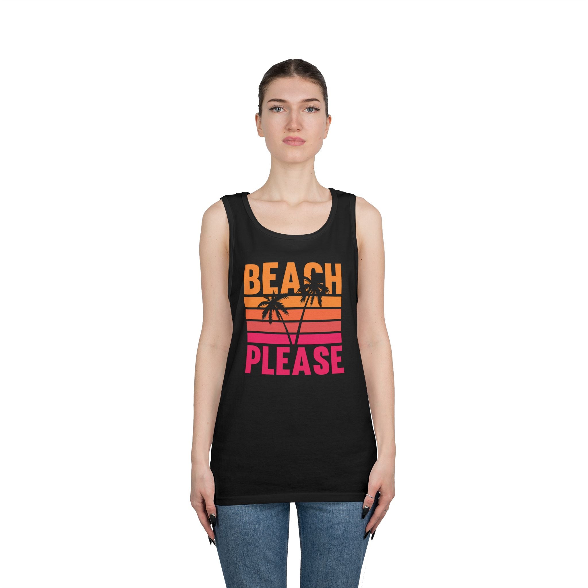 Beach Please Tank Top, Summer Apparel, Unisex Summer Wear, Vacation Style, Gift for Beach Lovers, Pool Party Outfit
