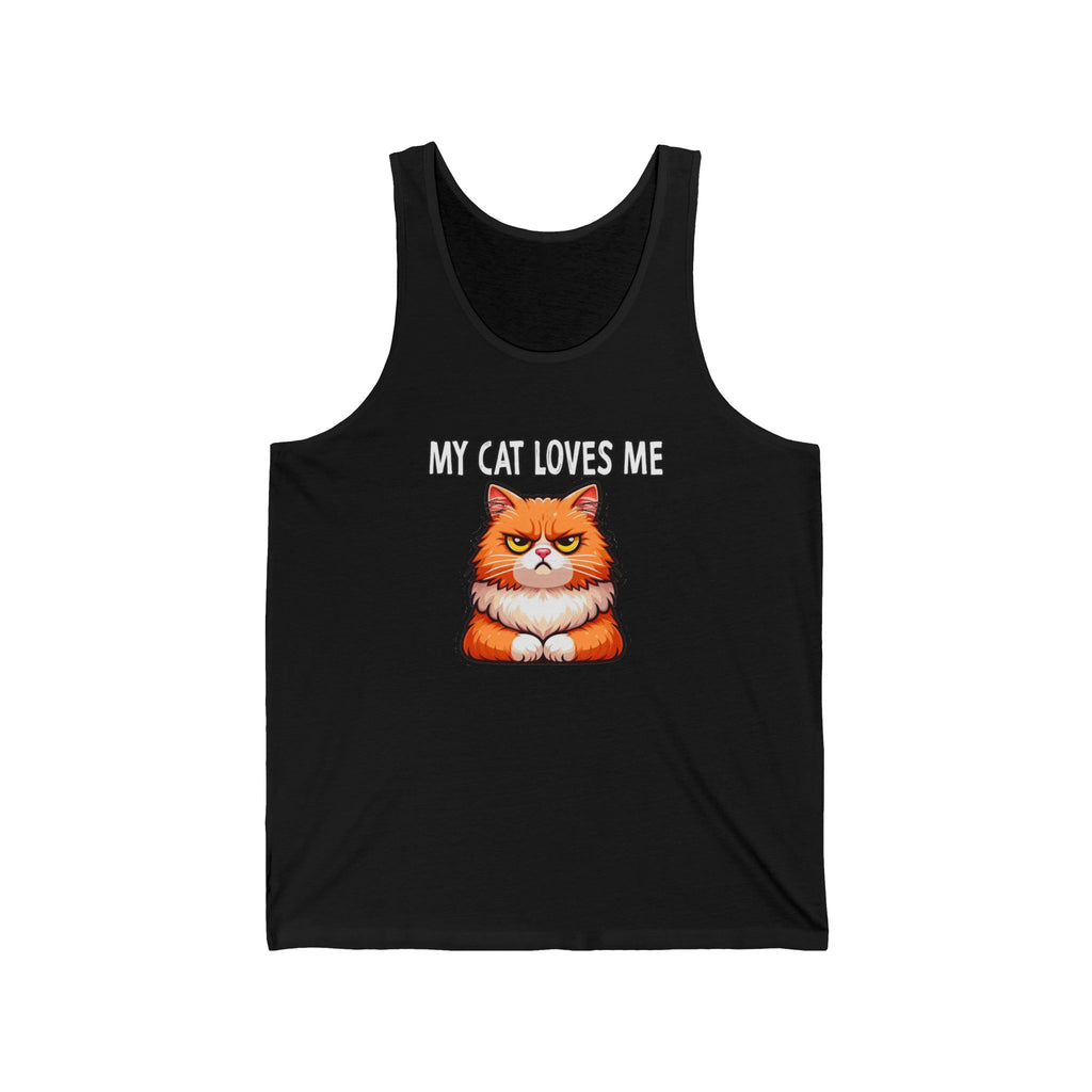 My Cat Loves Me Unisex Jersey Tank, Cat Lover's Apparel, Cute Pet Gift, Summer Top, Gift for Cat Lovers, Funny Animal Tank