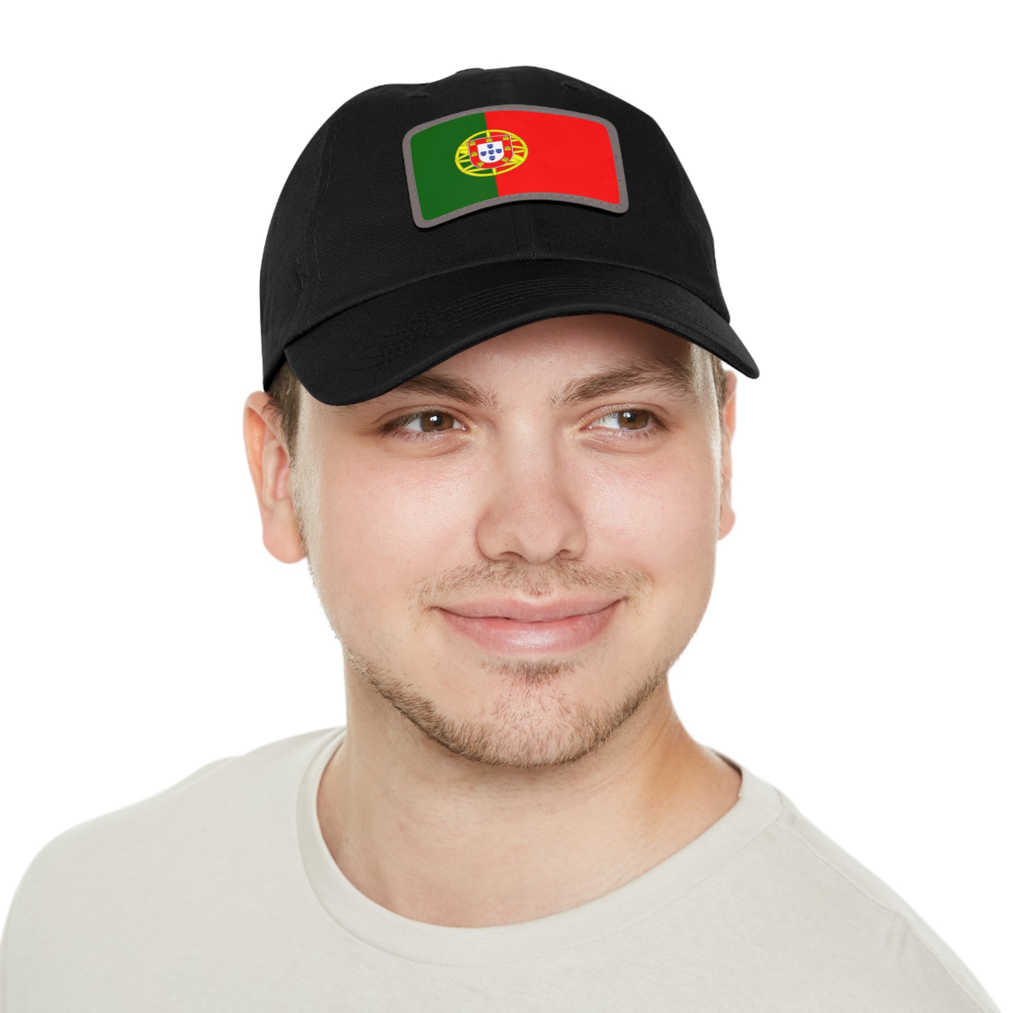 Portugal Flag Leather Patch Dad Hat – Vintage Rectangular Emblem Cap