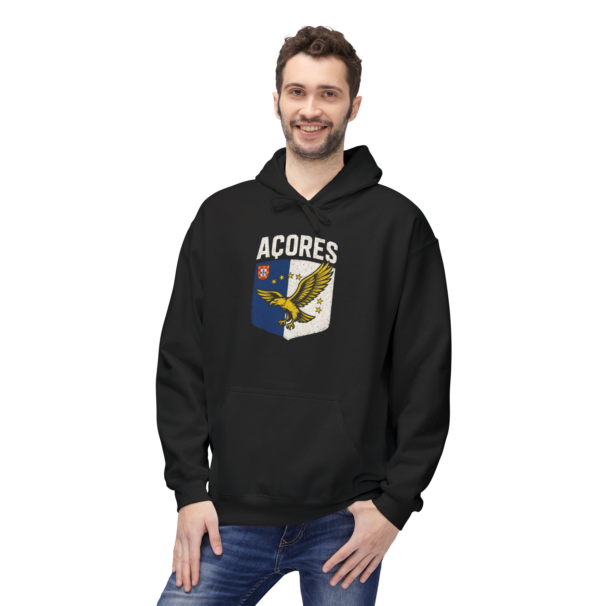Acores Crest Hoodie — Vintage Shield & Eagle Graphic