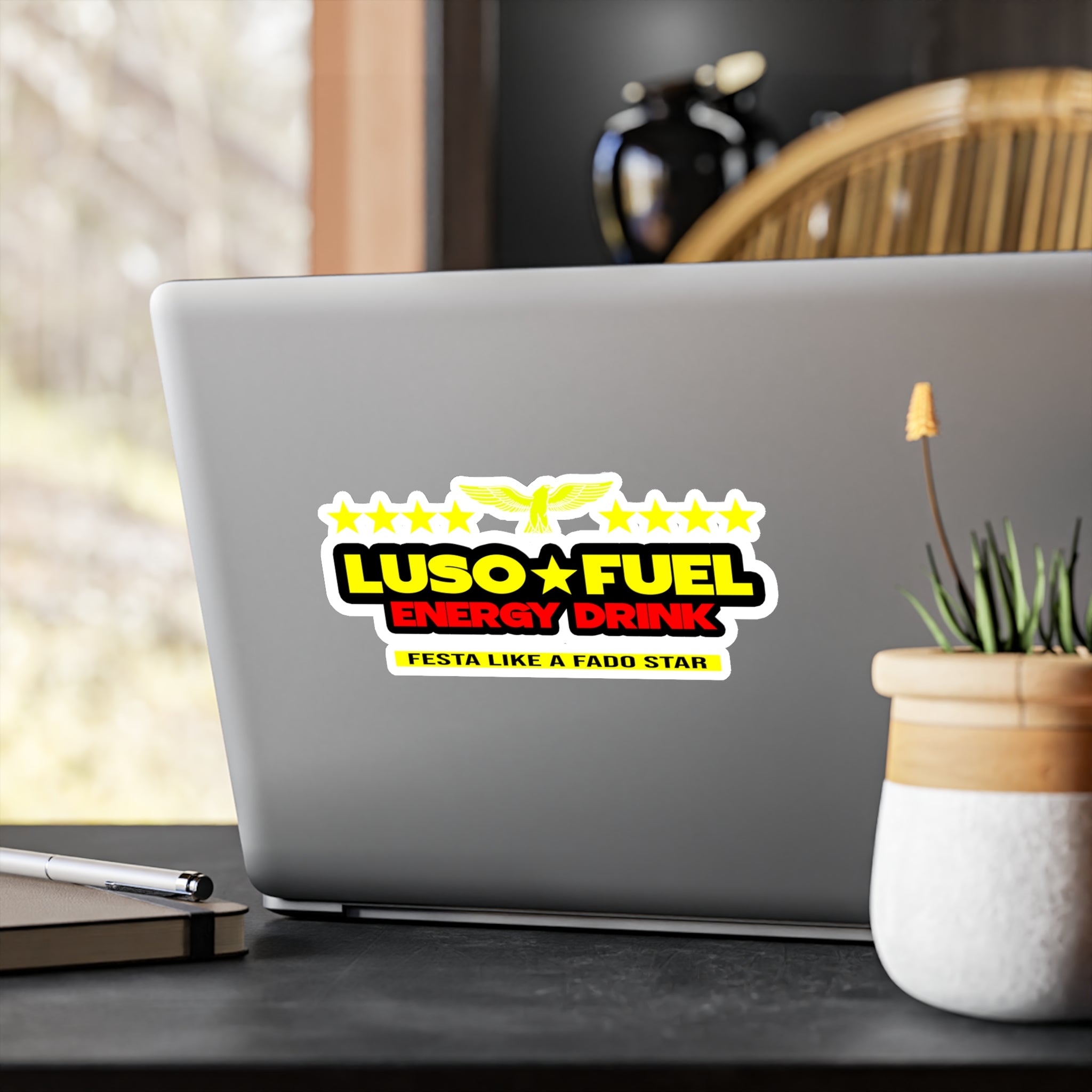Luso Fuel Energy Drink Kiss-Cut Vinyl Decal, Fun Stickers for Party Goers, Car Decor, Laptop Stickers, Gift for Friends