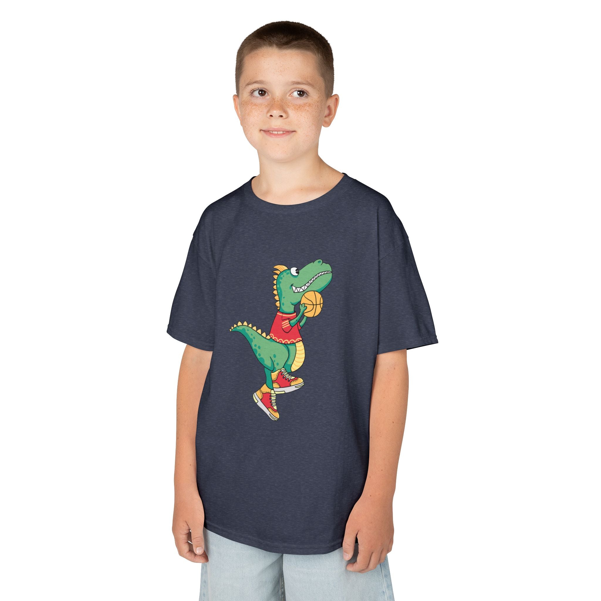 Dinosaur Basketball Kids Tee Fun Graphic Tee for Boys & Girls, Perfect for Birthdays, Playdates, Sports Events, Summer