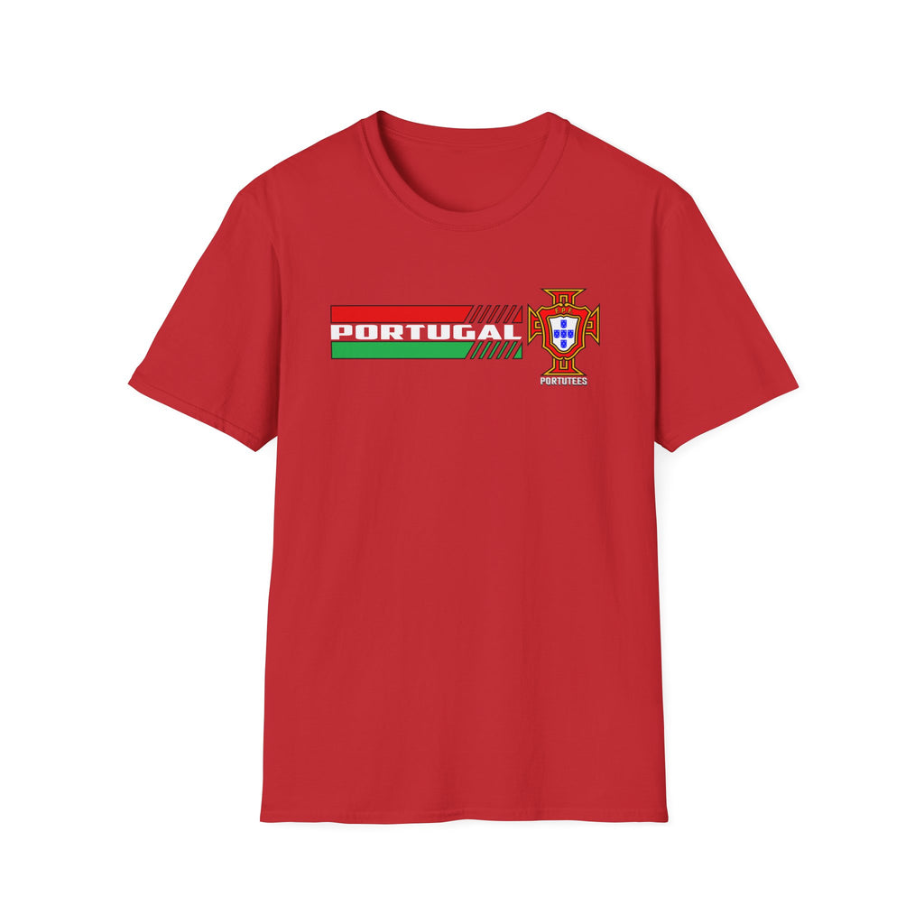 Portugal Soccer Retro Stripe T-Shirt — Portuguese Crest Football Soccer Tee