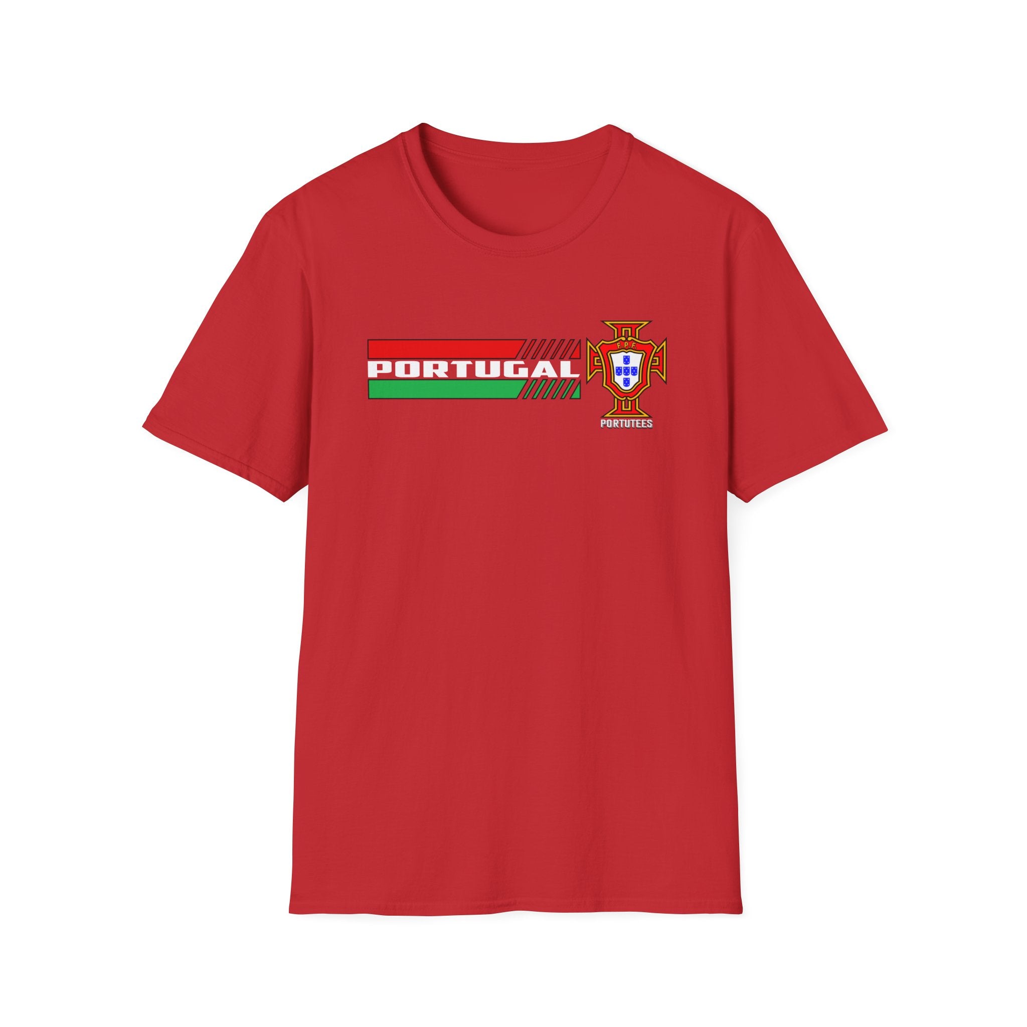 Portugal Soccer Retro Stripe T-Shirt — Portuguese Crest Football Soccer Tee