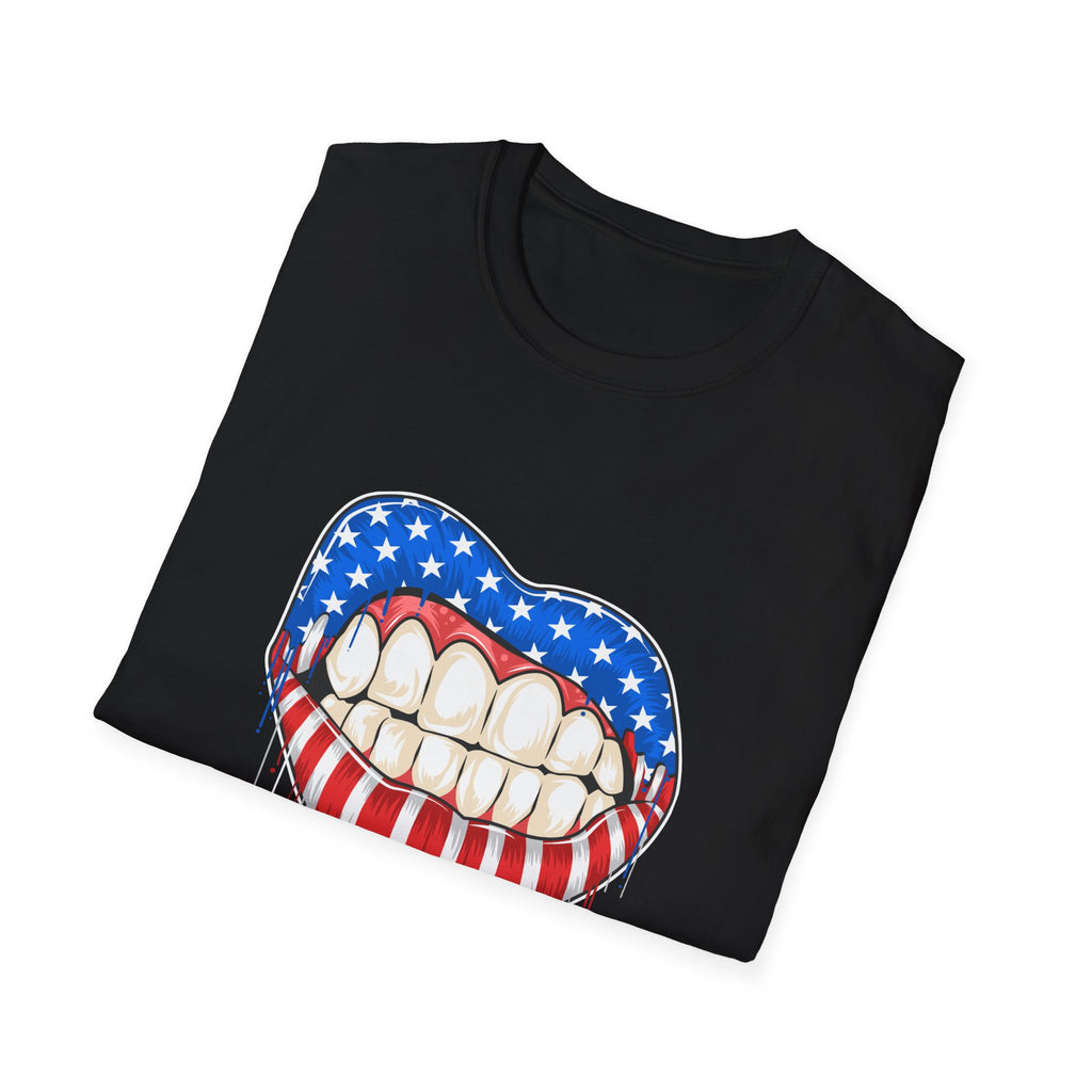 Bold American Flag Teeth T-Shirt, Patriotic Tee, Independence Day Shirt, 4th of July Apparel, Unisex Graphic Tee