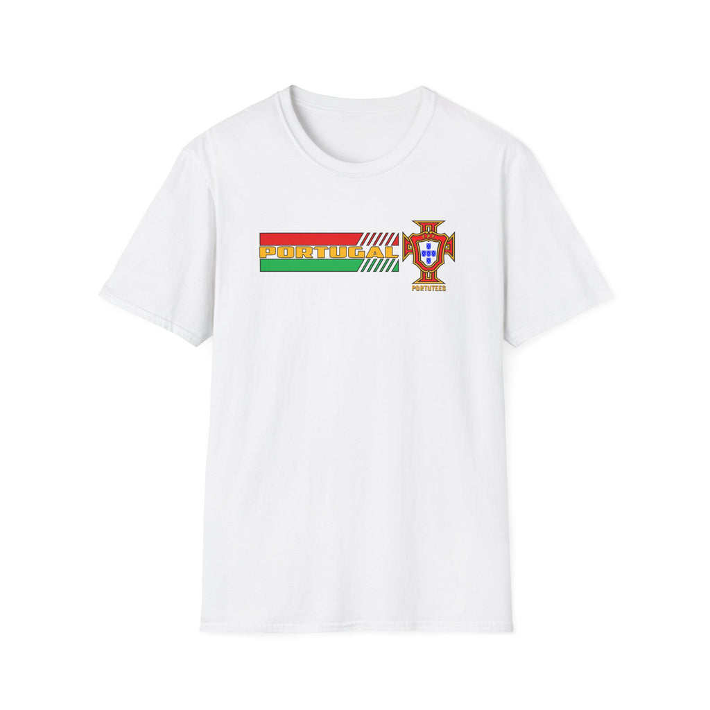 Portugal Soccer Retro Stripe T-Shirt — Portuguese Crest Football Soccer Tee