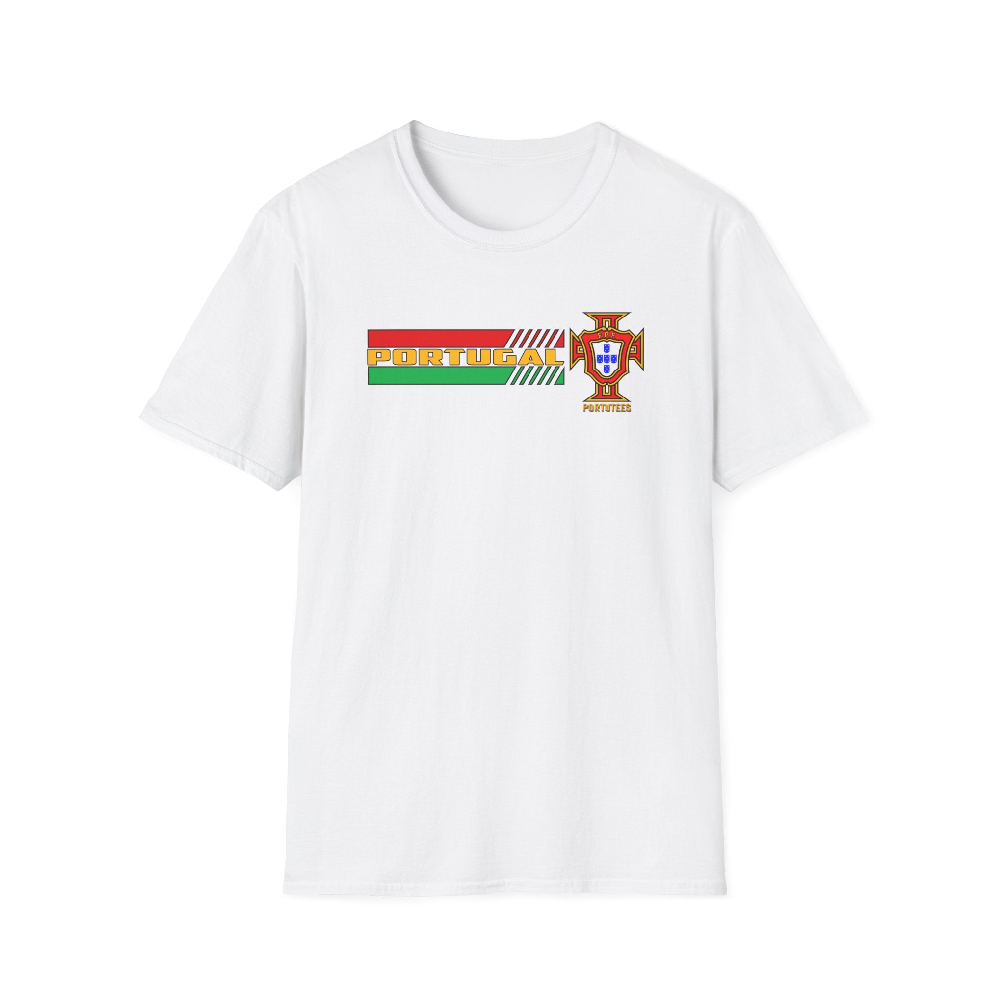 Portugal Soccer Retro Stripe T-Shirt — Portuguese Crest Football Soccer Tee