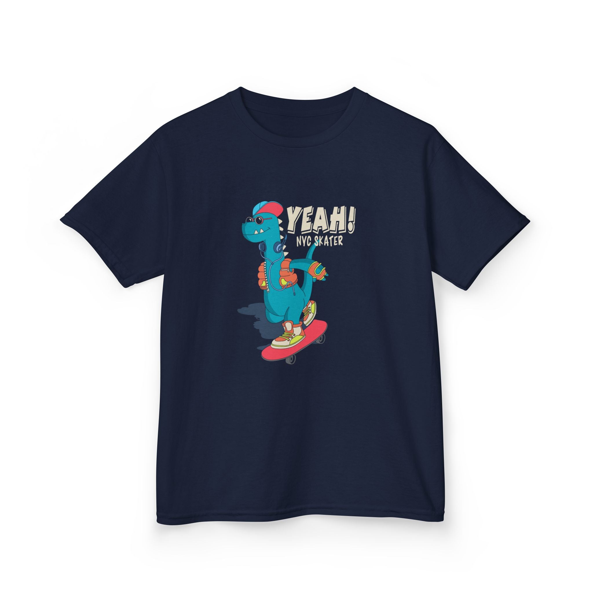 Skater Dinosaur Kids Tee - Fun & Cool T-Shirt for Young Skateboarders, Birthday Gift, Casual Wear, Unisex, Bold Graphic Tee