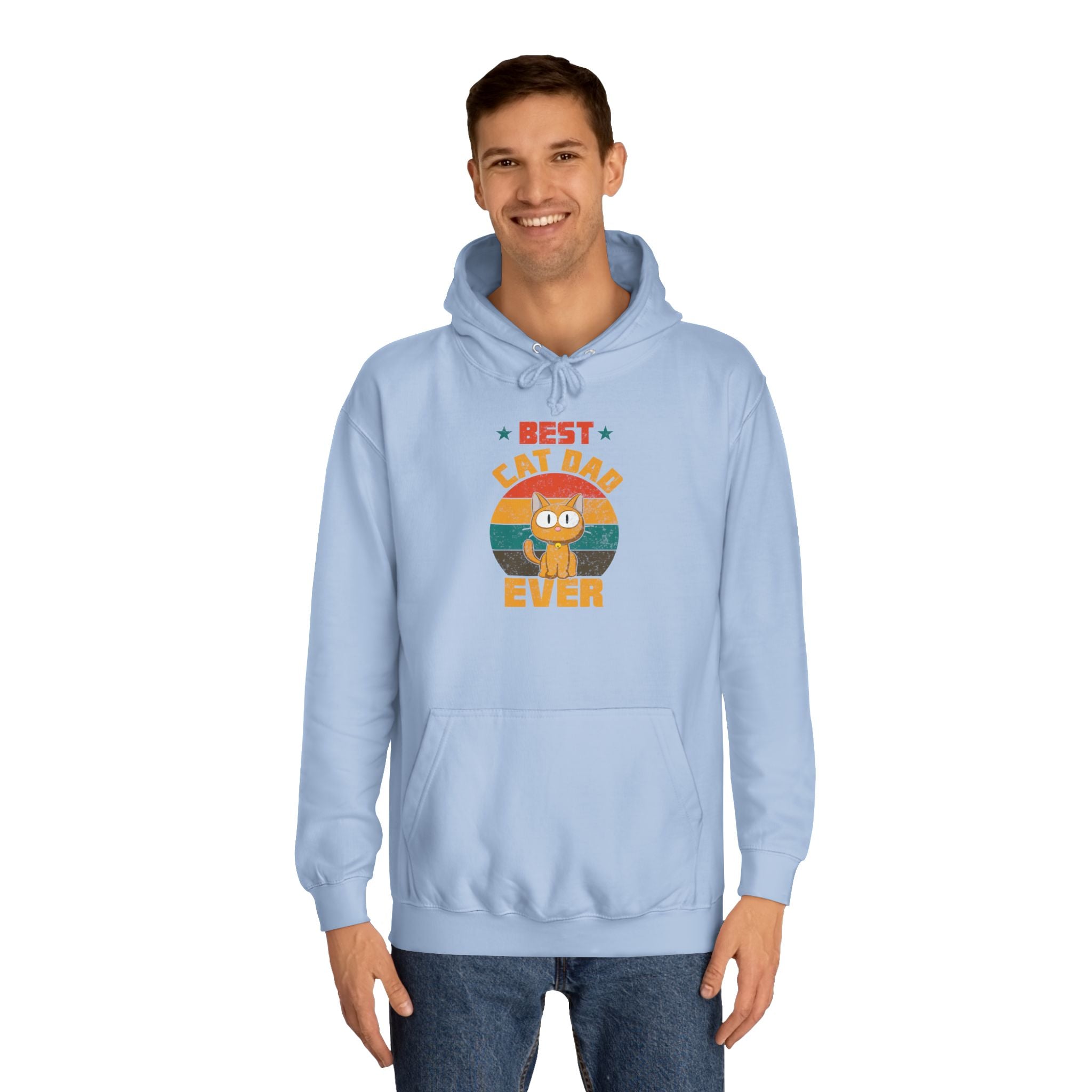 Best Cat Dad Ever Hoodie, Unisex College Hoodie, Gift for Cat Lovers, Cozy Sweatshirt, Funny Cat Dad Apparel