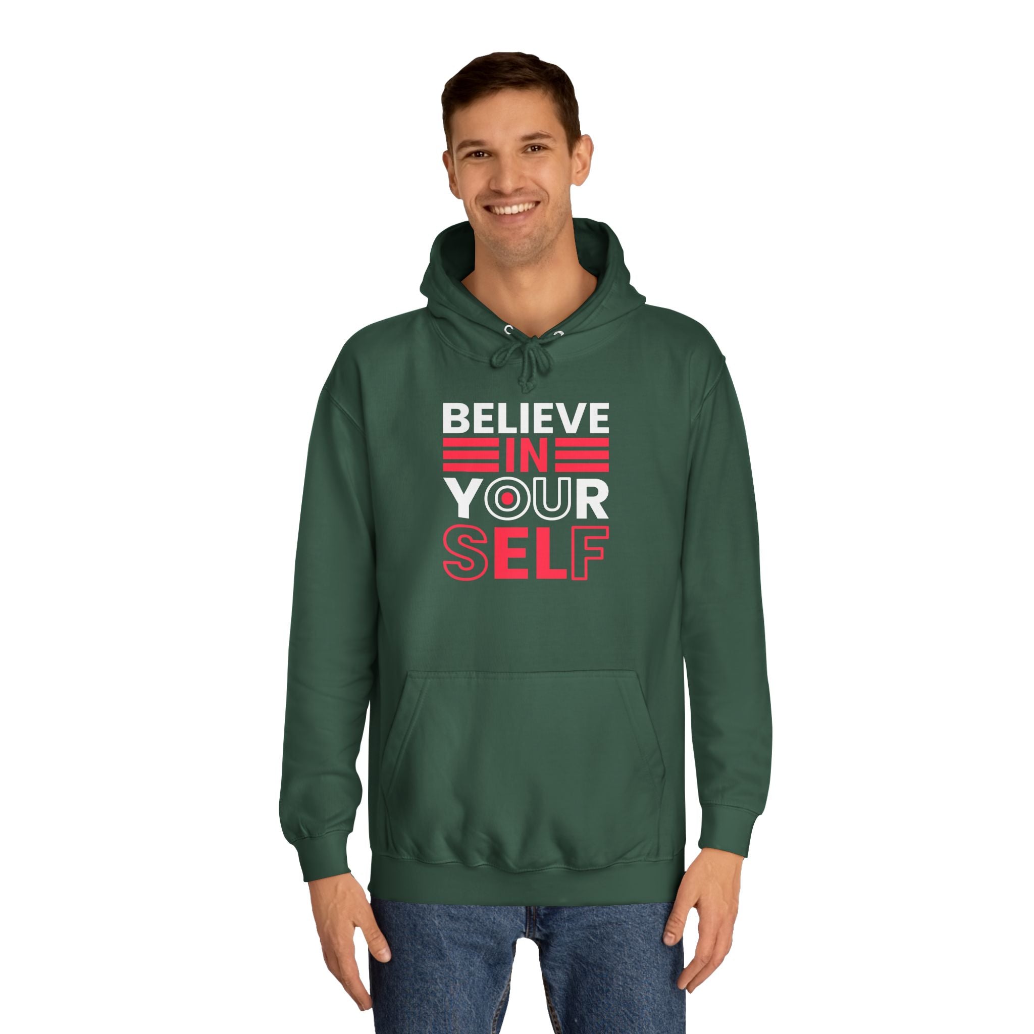 Inspirational College Hoodie, Motivational Unisex Sweatshirt, Comfortable Casual Wear, Perfect for Gifts and College Life, Believe in