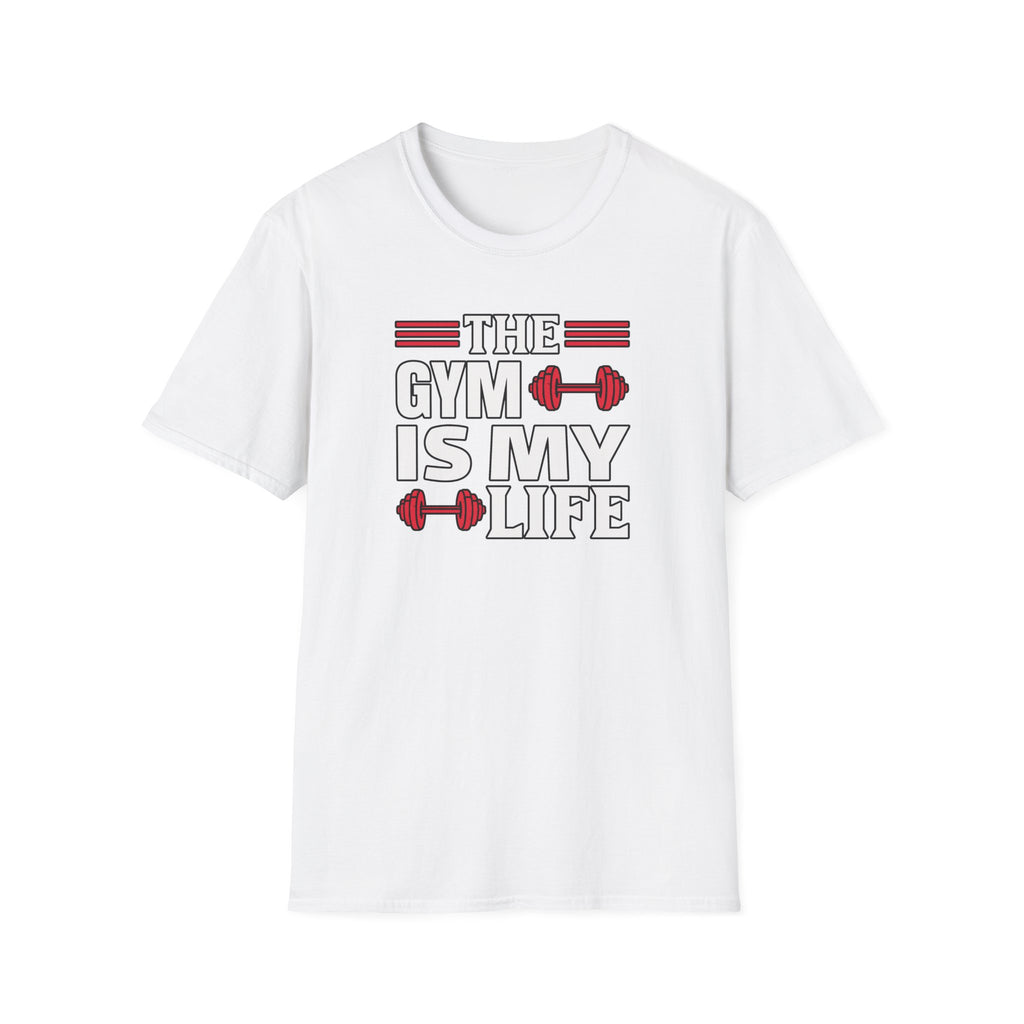 The Gym Is My Life Unisex Softstyle T-Shirt, Fitness Shirt, Workout Tee, Exercise Apparel, Gift for Gym Lovers