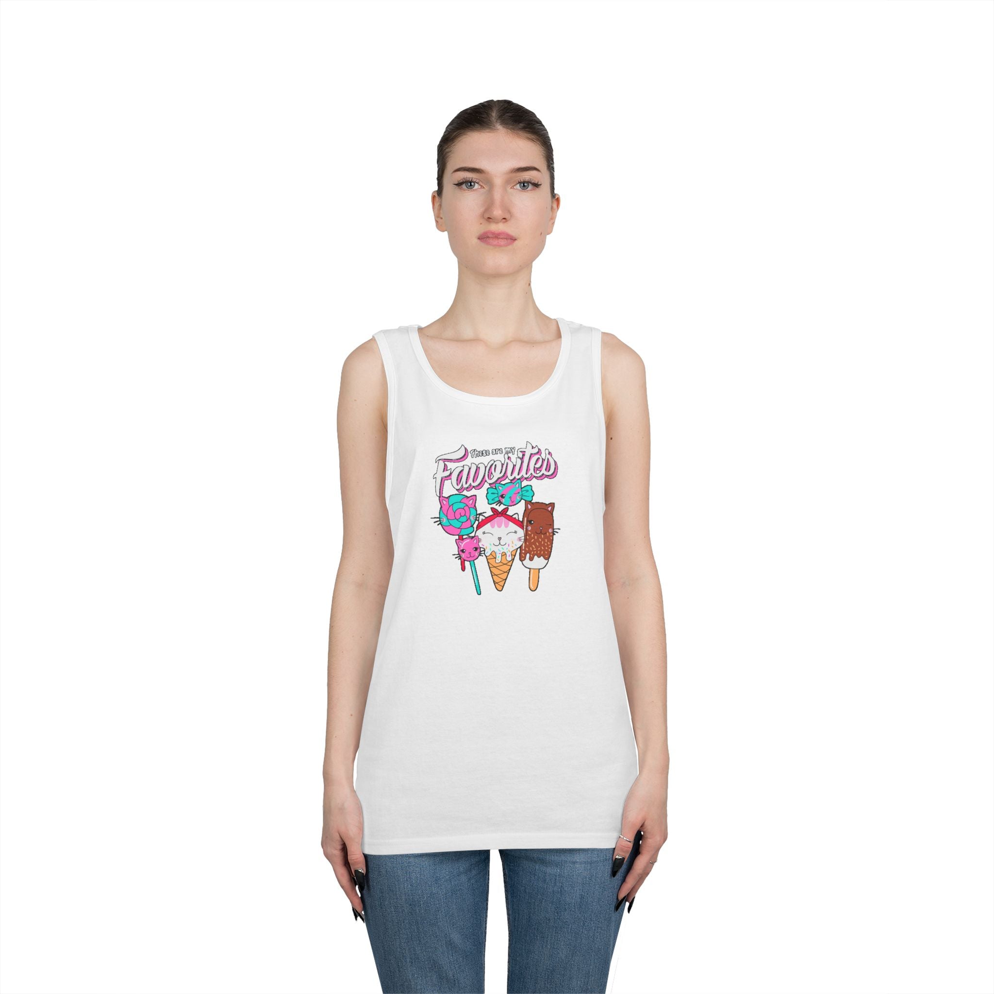 Ice Cream Favorites Tank Top, Summer Sleeveless Tee, Unisex Cotton Muscle Shirt, Ice Cream Lover Gift, Beachwear