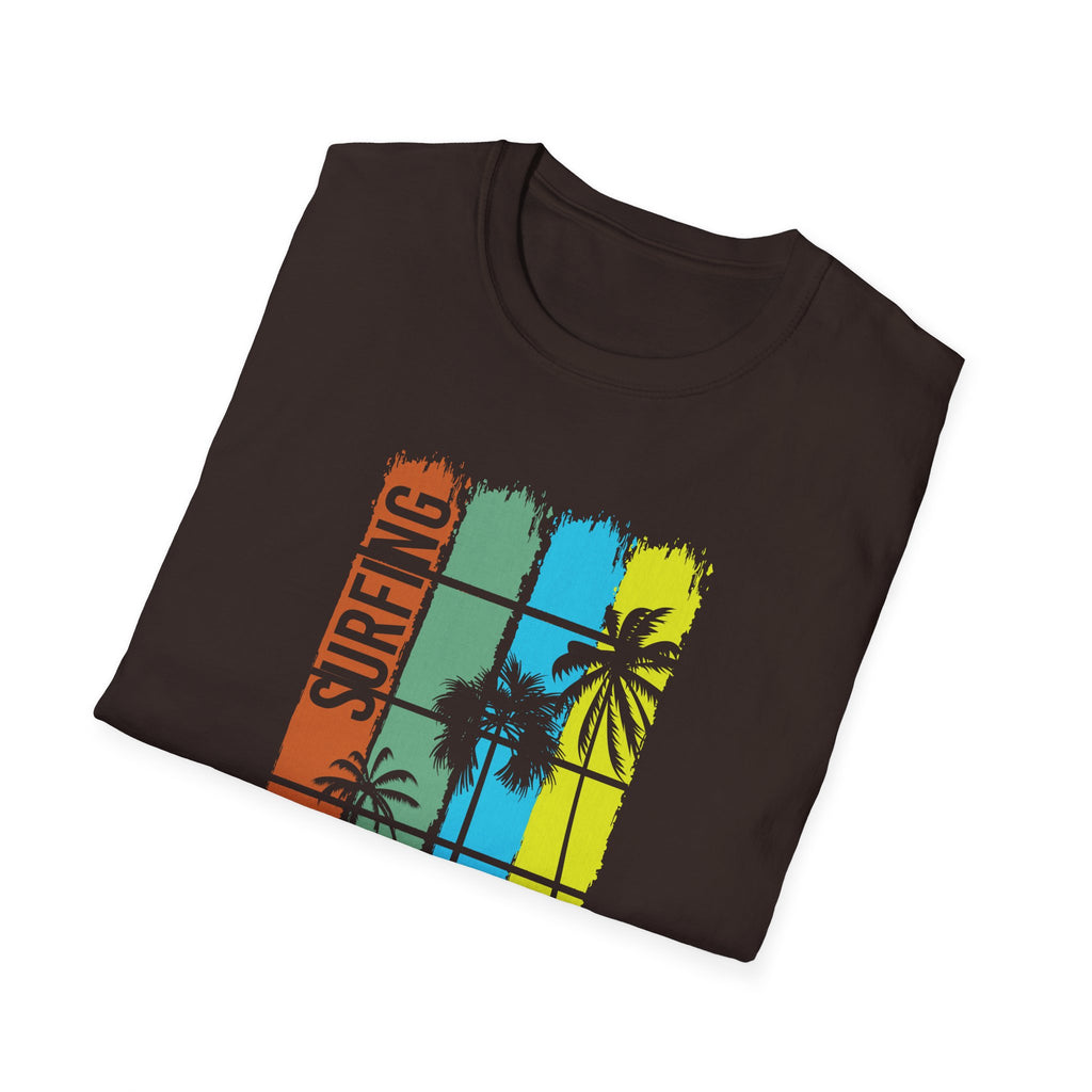 Surfing Vibes Unisex Softstyle T-Shirt, Relaxed Beachwear, Summer Fashion, Vacation Apparel, Perfect for Surf Lovers, Gift for Travelers