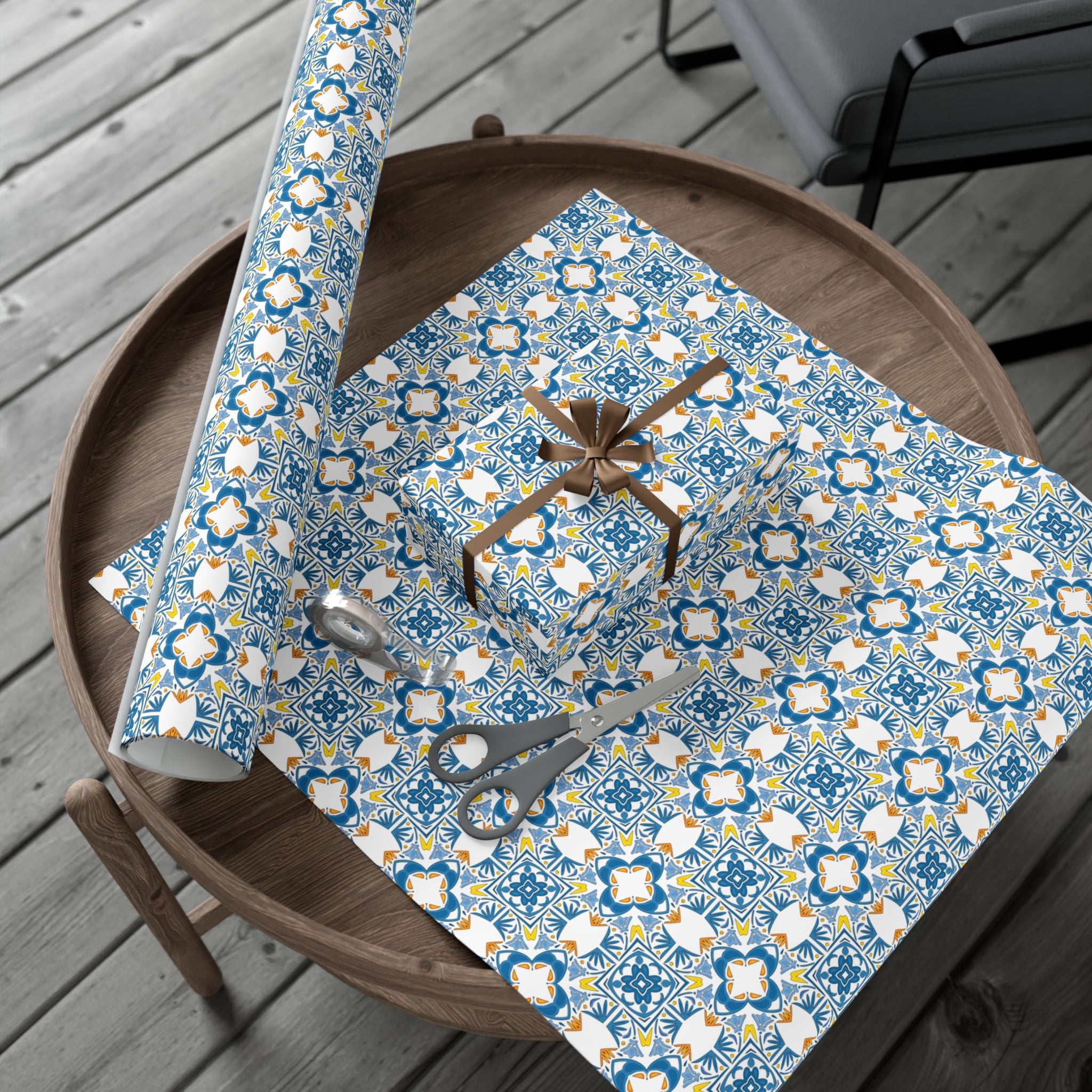Portuguese Azulejos Gift Wrapping Paper for Special Occasions, Parties, Weddings, and Holidays